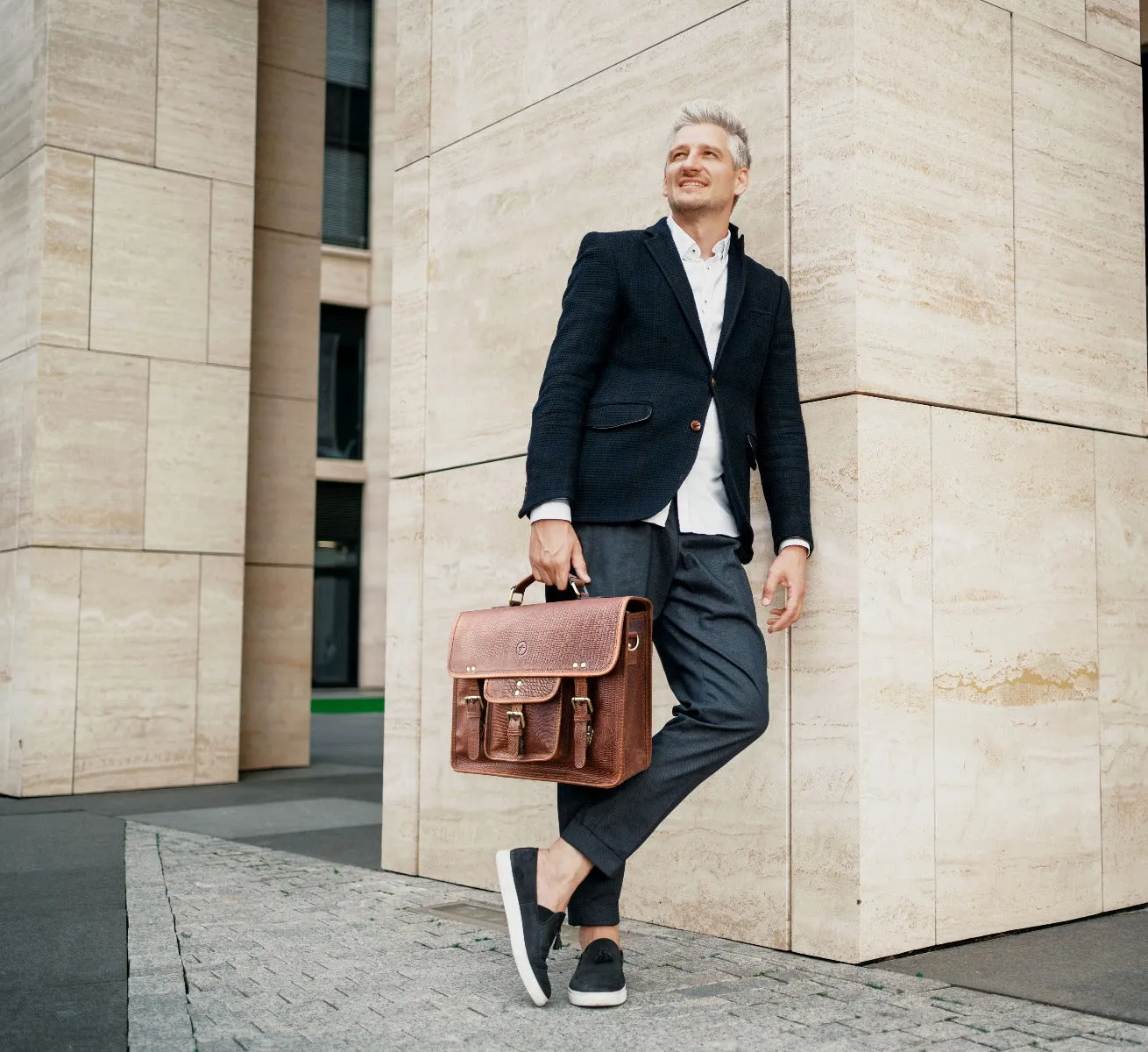 Ancona Leather Office Bag 15" - Gingerbread