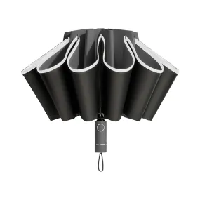 Automatic Folding Umbrella Inverted Umbrella Reverse Umbrella UV Protection Sun Umbrella with Safe Reflective Stripe Black