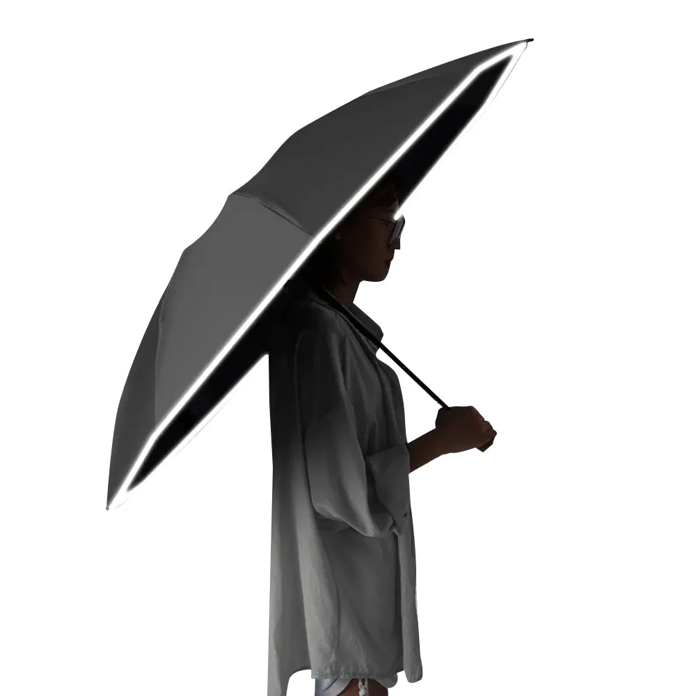 Automatic Folding Umbrella Inverted Umbrella Reverse Umbrella UV Protection Sun Umbrella with Safe Reflective Stripe Black