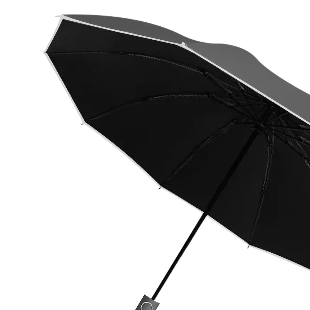Automatic Folding Umbrella Inverted Umbrella Reverse Umbrella UV Protection Sun Umbrella with Safe Reflective Stripe Black