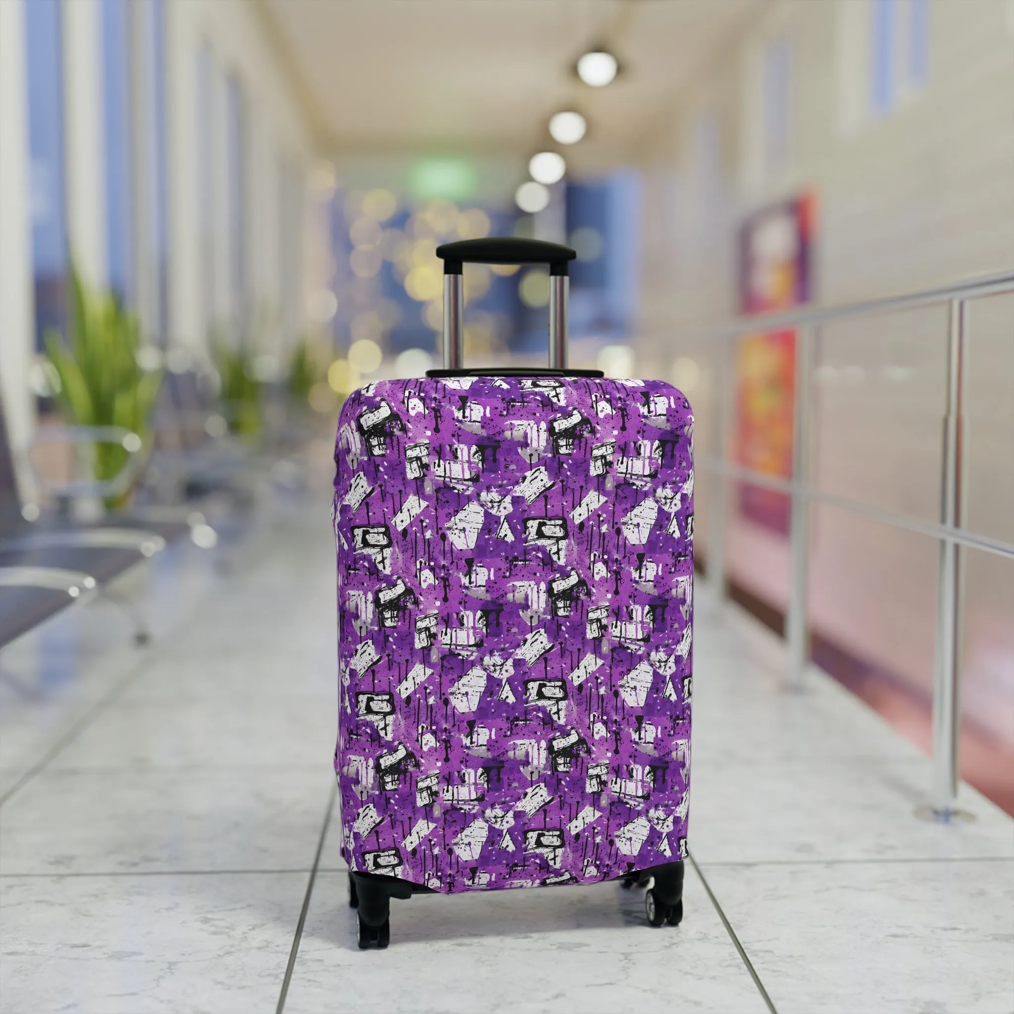 Black, White and Purple Graffiti Abstract Art  - Luggage Protector and Cover 3 Sizes