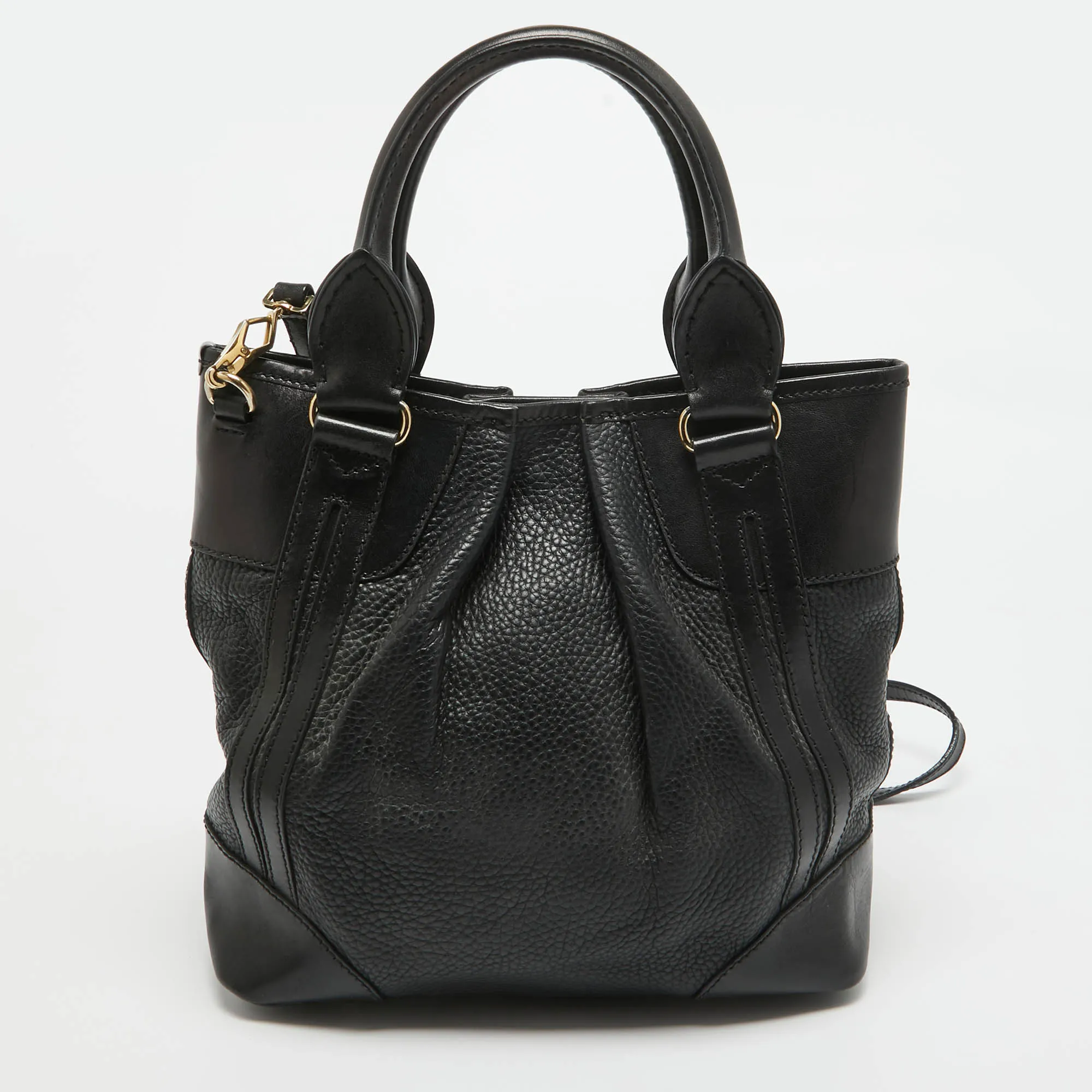 BURBERRY Black Leather Bridle Whipstitch Tote