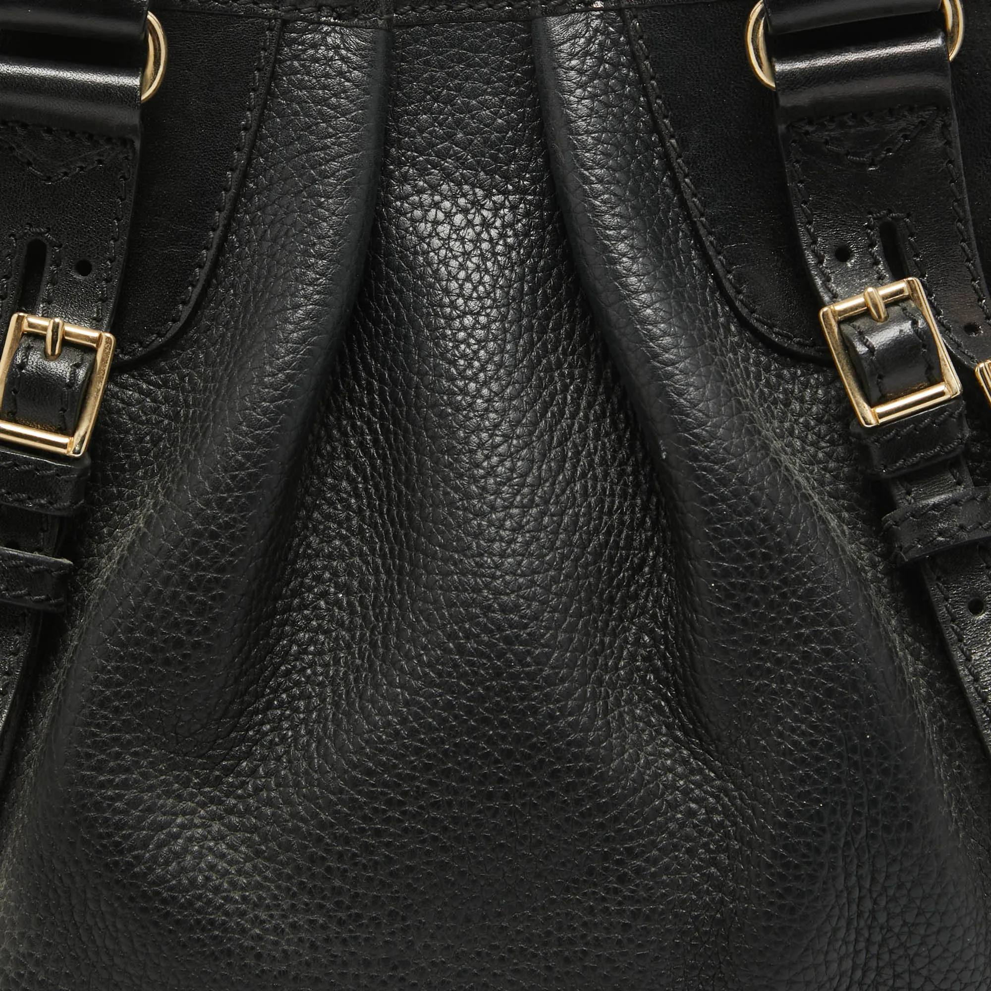 BURBERRY Black Leather Bridle Whipstitch Tote