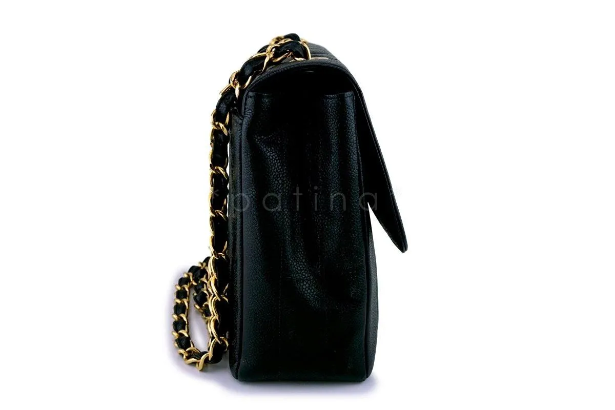Chanel Vintage Caviar Mademoiselle Jumbo Classic Flap Bag 24k GHW