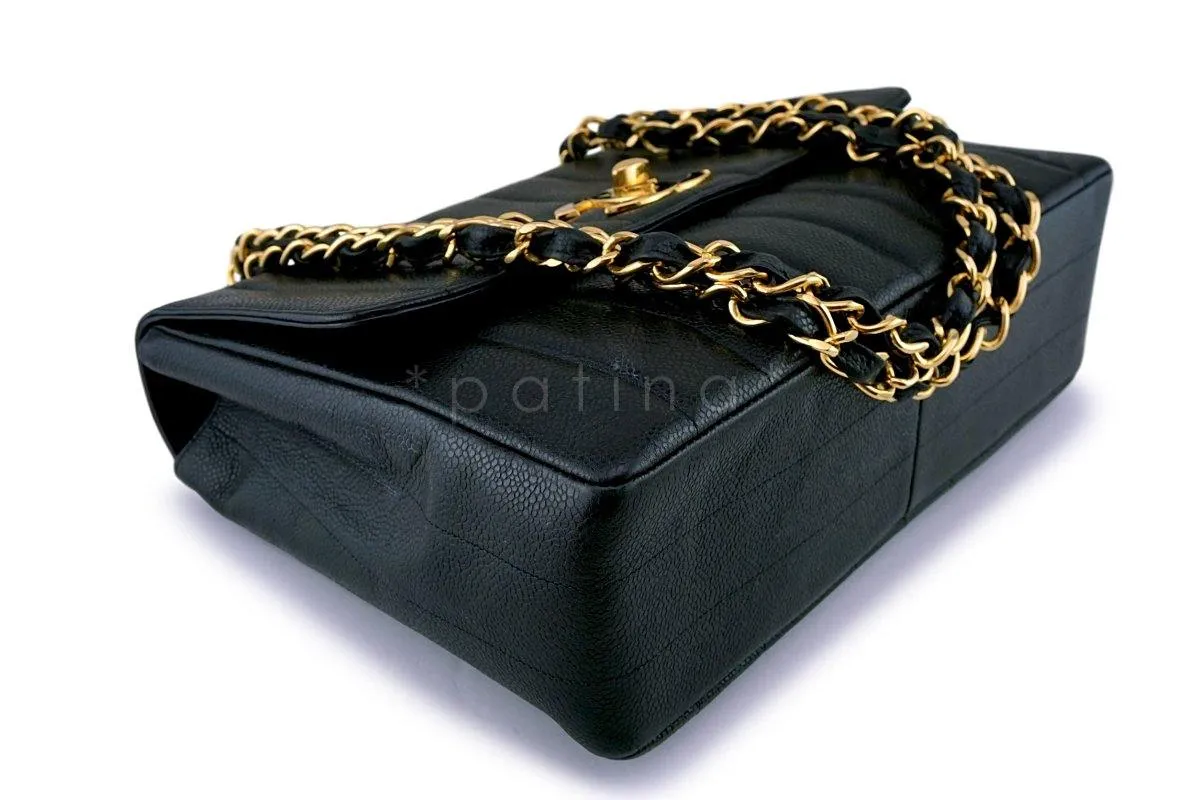 Chanel Vintage Caviar Mademoiselle Jumbo Classic Flap Bag 24k GHW