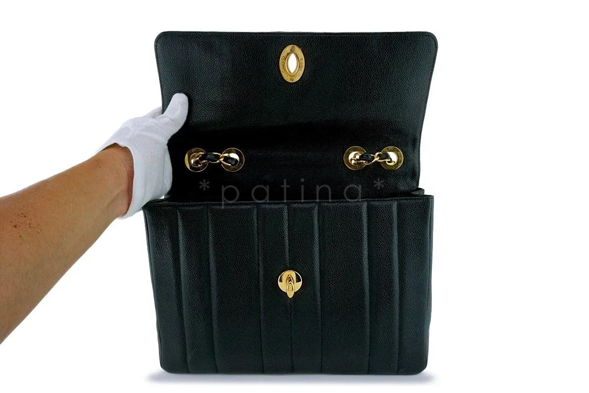 Chanel Vintage Caviar Mademoiselle Jumbo Classic Flap Bag 24k GHW