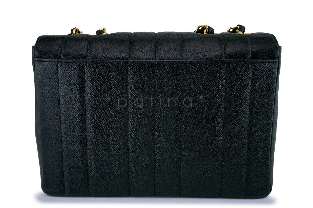 Chanel Vintage Caviar Mademoiselle Jumbo Classic Flap Bag 24k GHW