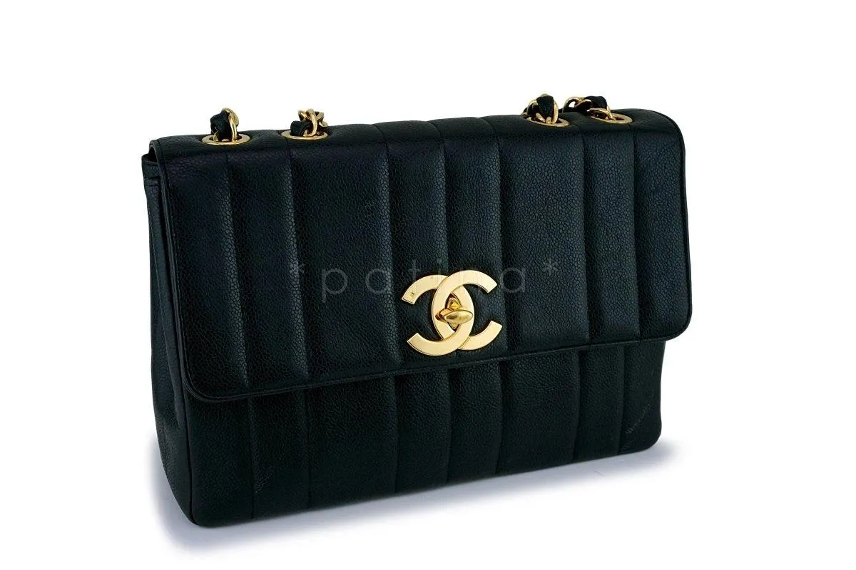 Chanel Vintage Caviar Mademoiselle Jumbo Classic Flap Bag 24k GHW