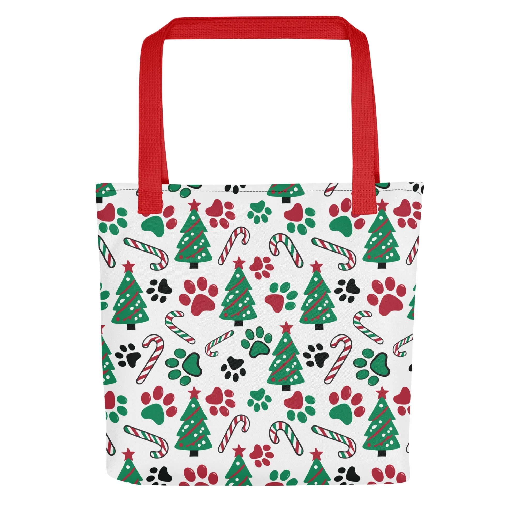 Christmas Paws & Candy Canes Tote Bag