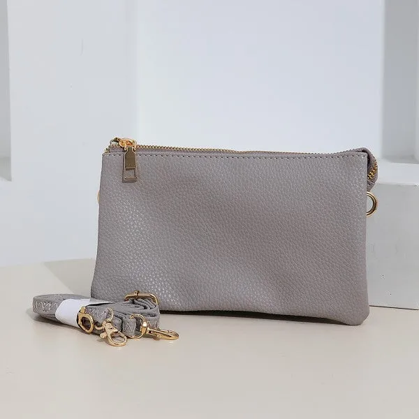 Crossbody Faux Leather Purse Gray