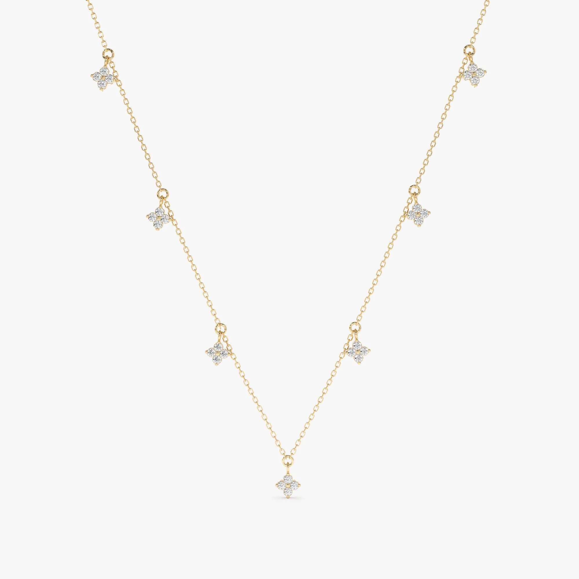 Diamond Clovers Drop Necklace, Scarlett