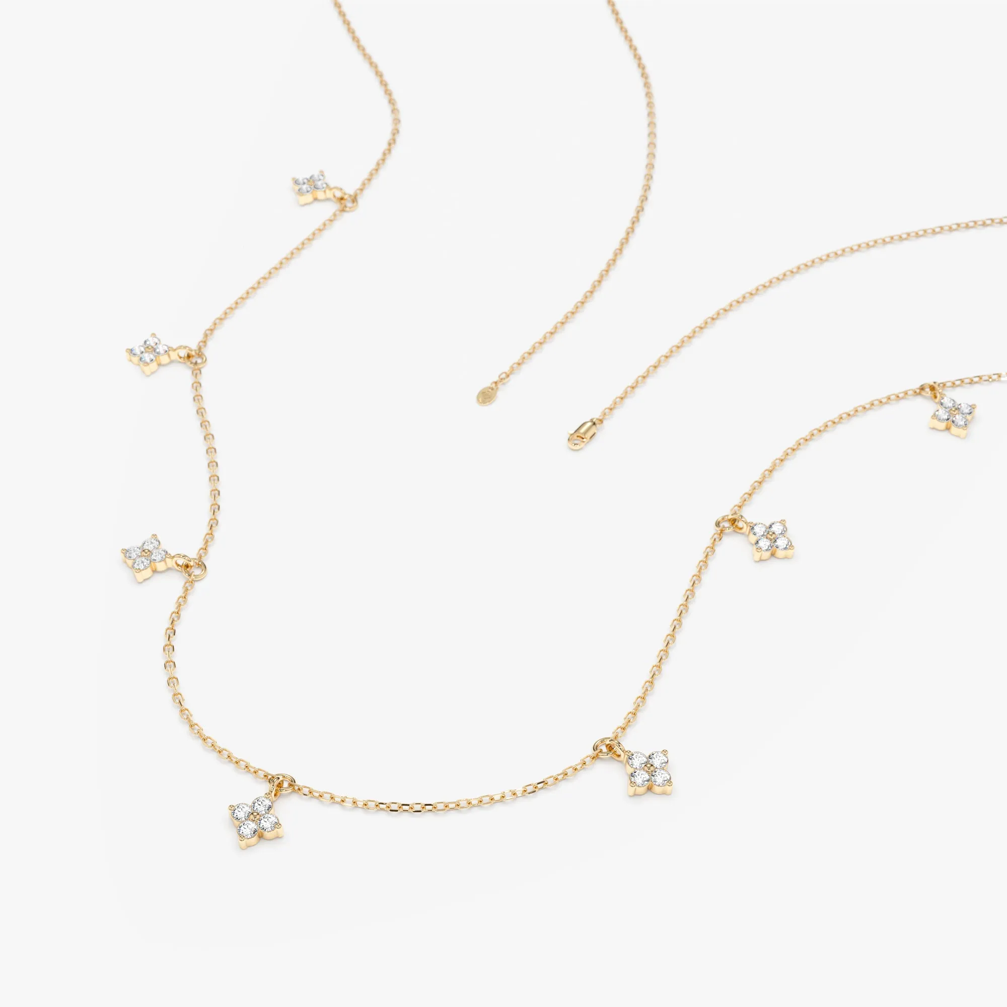 Diamond Clovers Drop Necklace, Scarlett