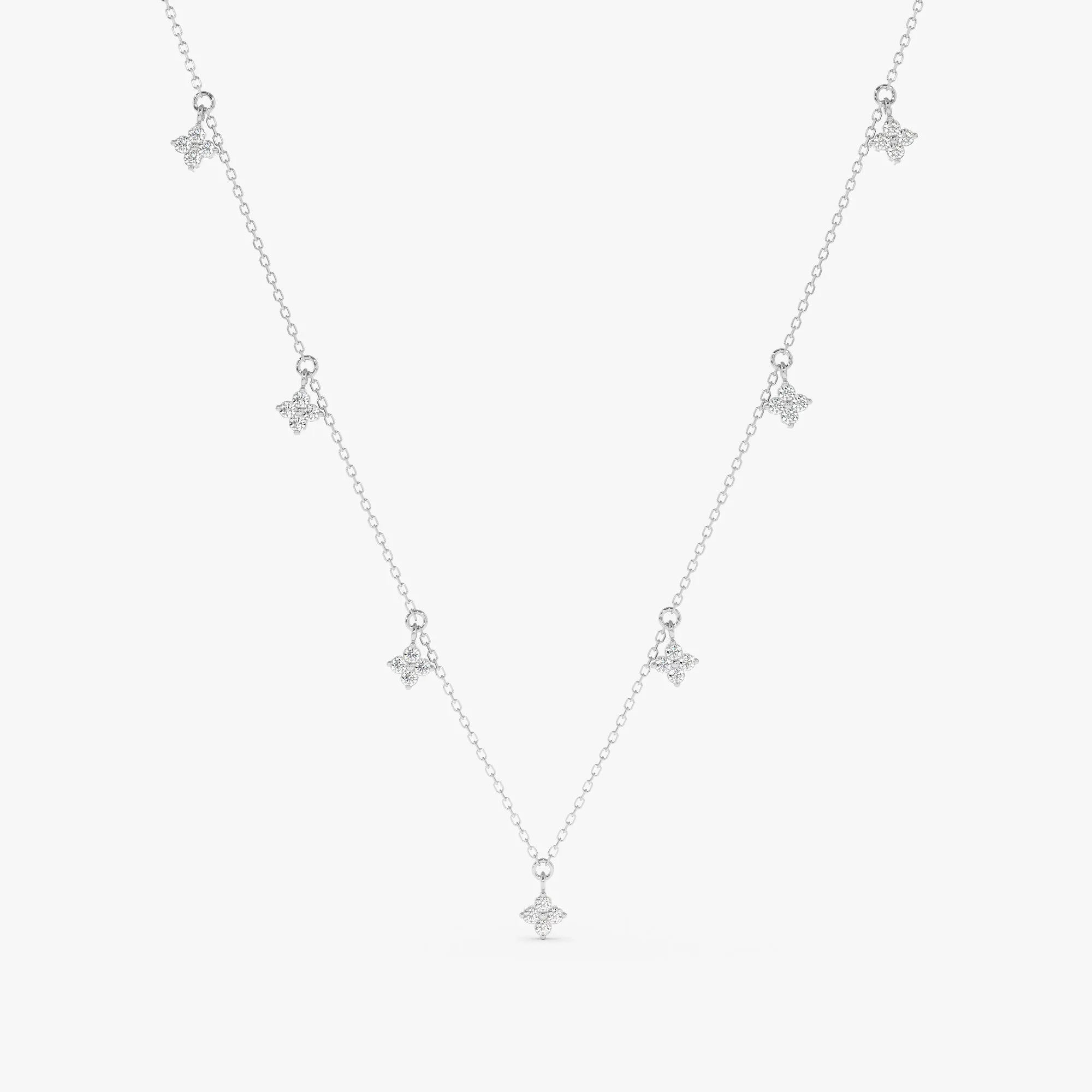 Diamond Clovers Drop Necklace, Scarlett