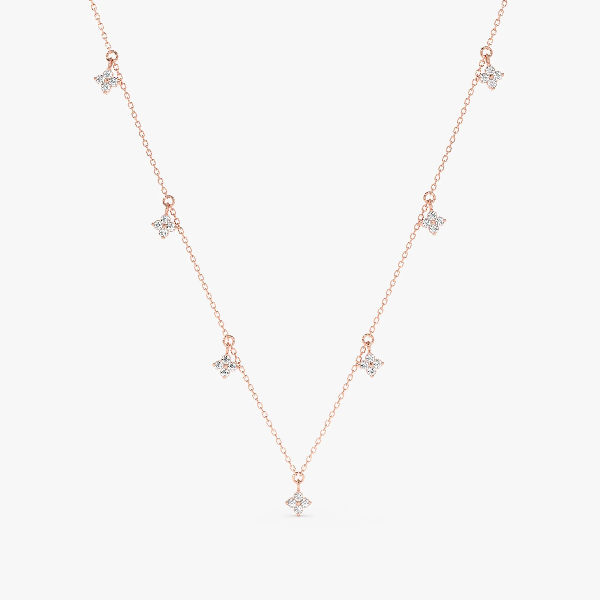 Diamond Clovers Drop Necklace, Scarlett