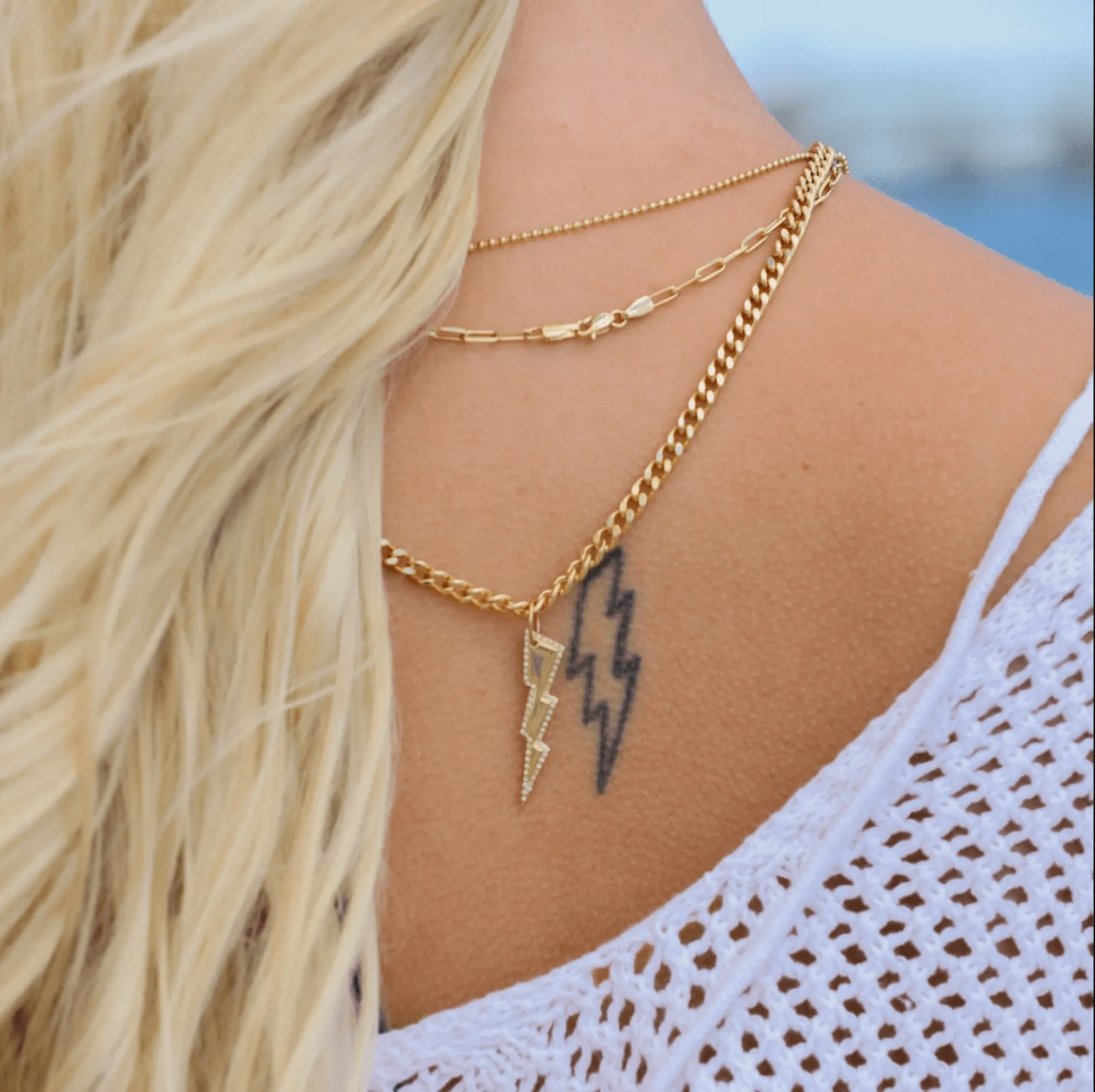 Diamond Lightning Bolt Charm, Electra