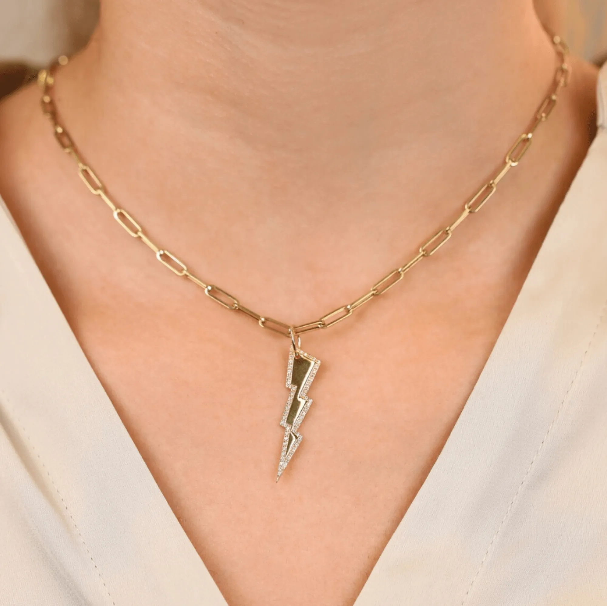 Diamond Lightning Bolt Charm, Electra