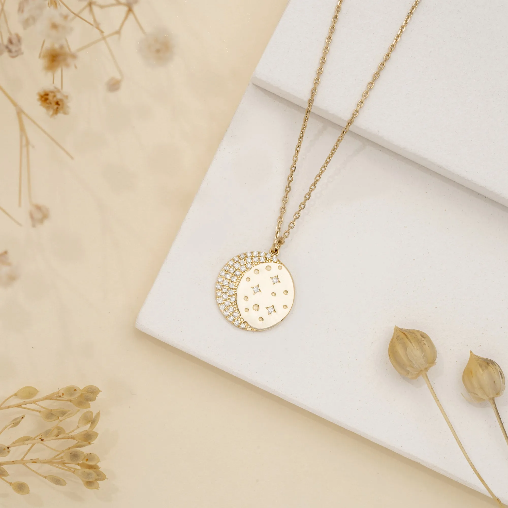 Diamond Moon & Stars Medallion, Astrid