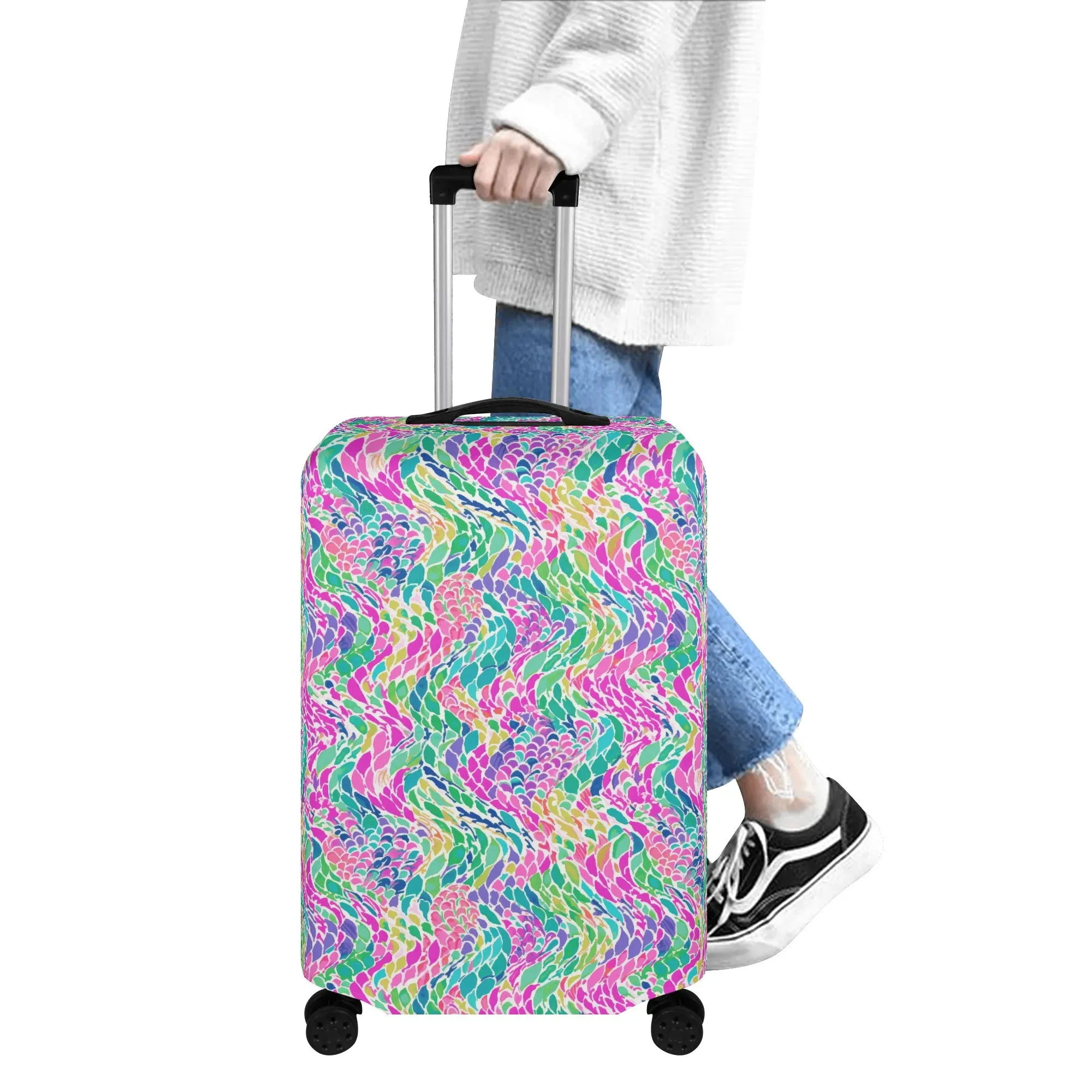 Enchanted Waves: Rainbow Mermaid Dancing in the Sea Luggage Protector and Cover 4 Sizes
