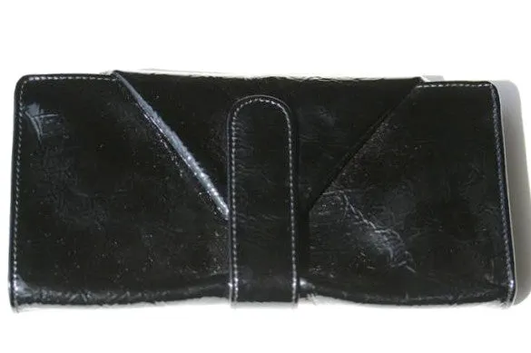 Envelope leather wallet - patent black
