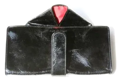 Envelope leather wallet - patent black