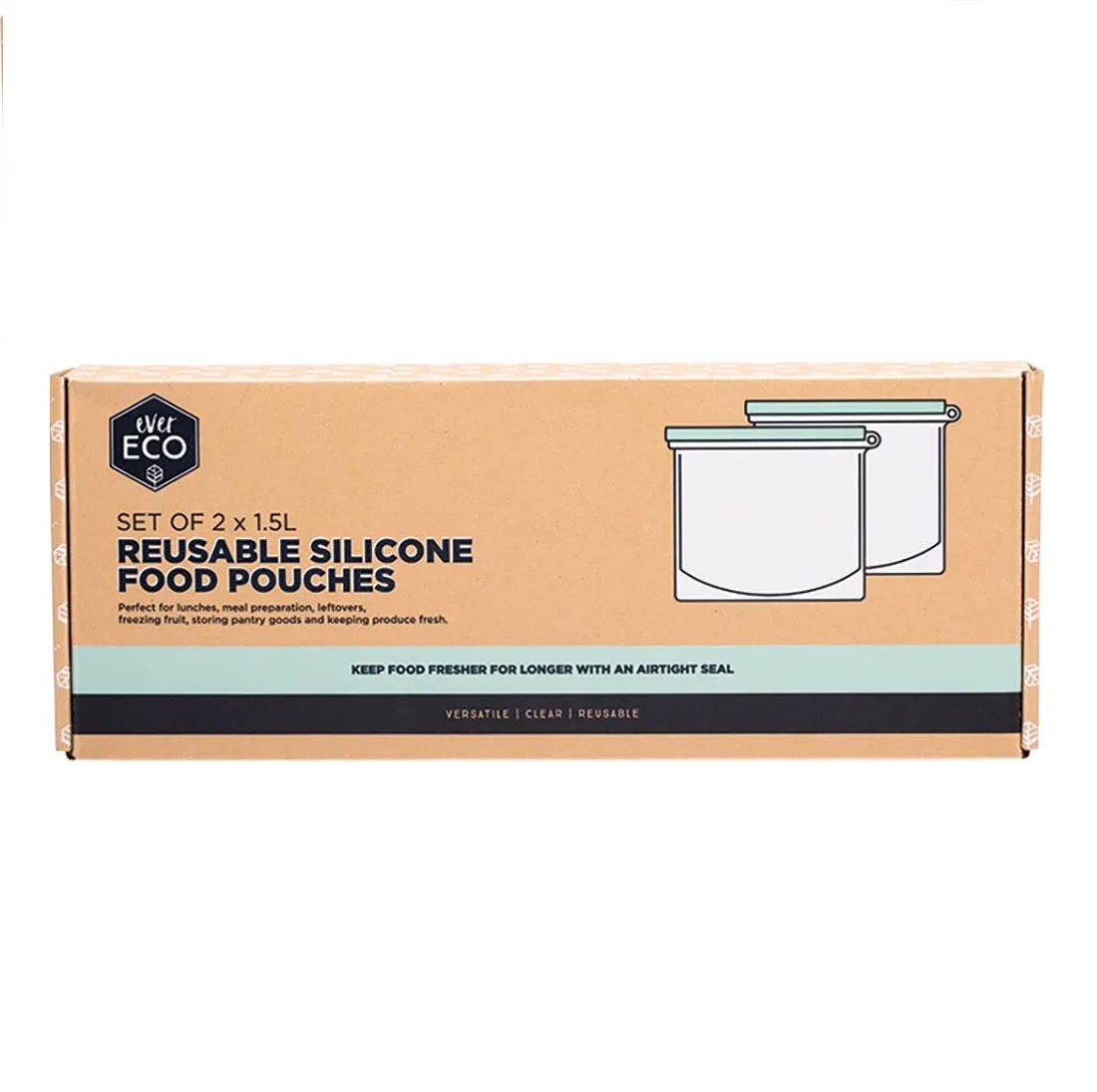 Ever Eco Set of 2 Reusable Silicone Food Pouches 1.5 Litre