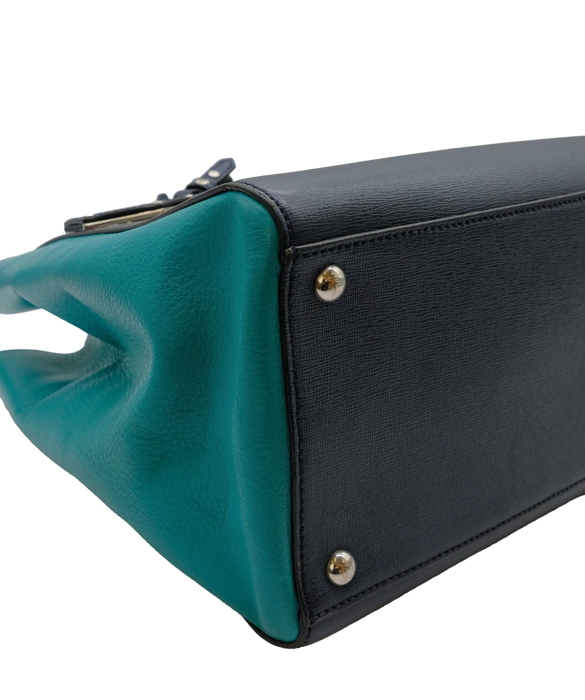 Fendi 2 Jours Tote Blue Multicolor Saffiano Leather ASC5320