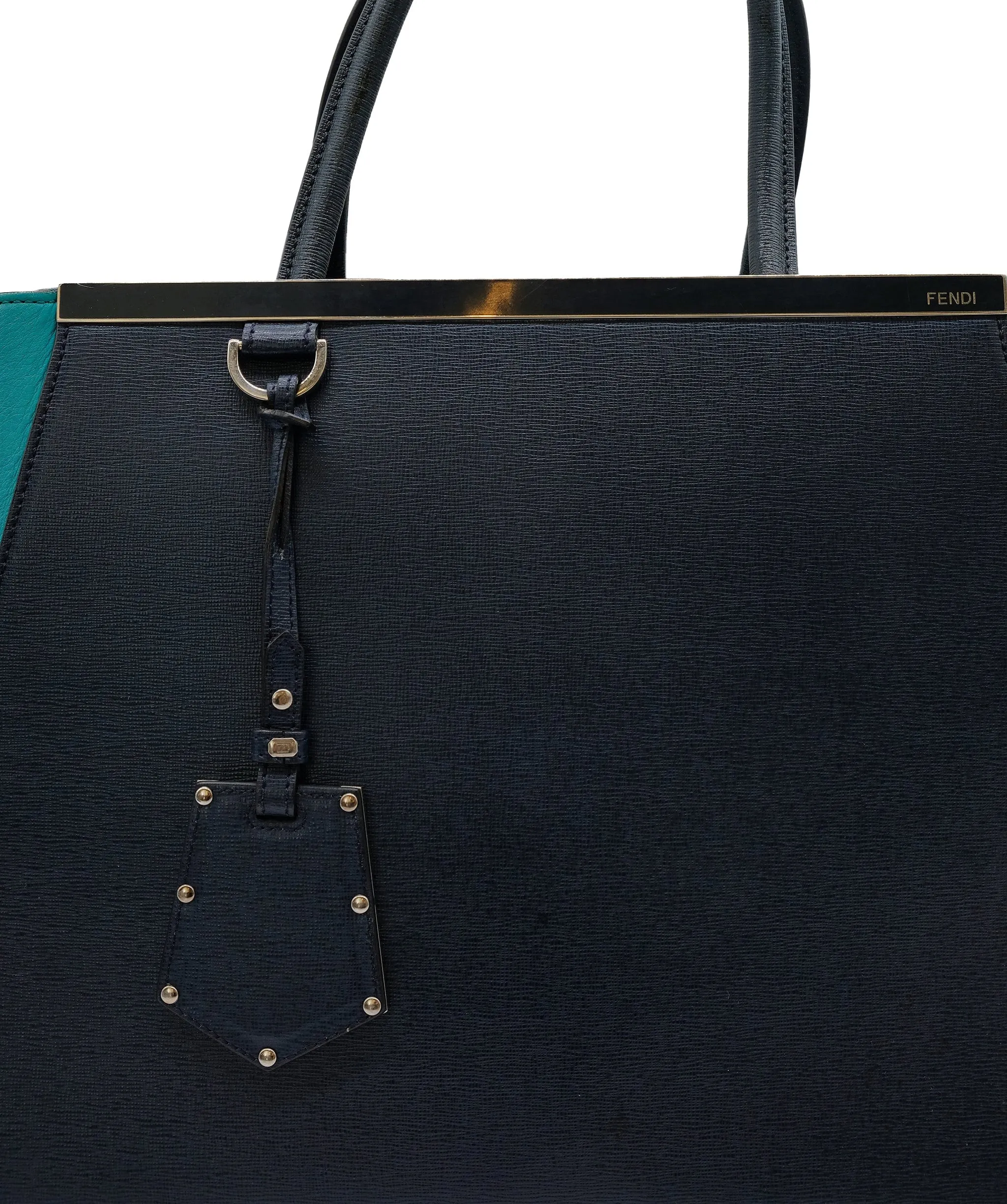 Fendi 2 Jours Tote Blue Multicolor Saffiano Leather ASC5320