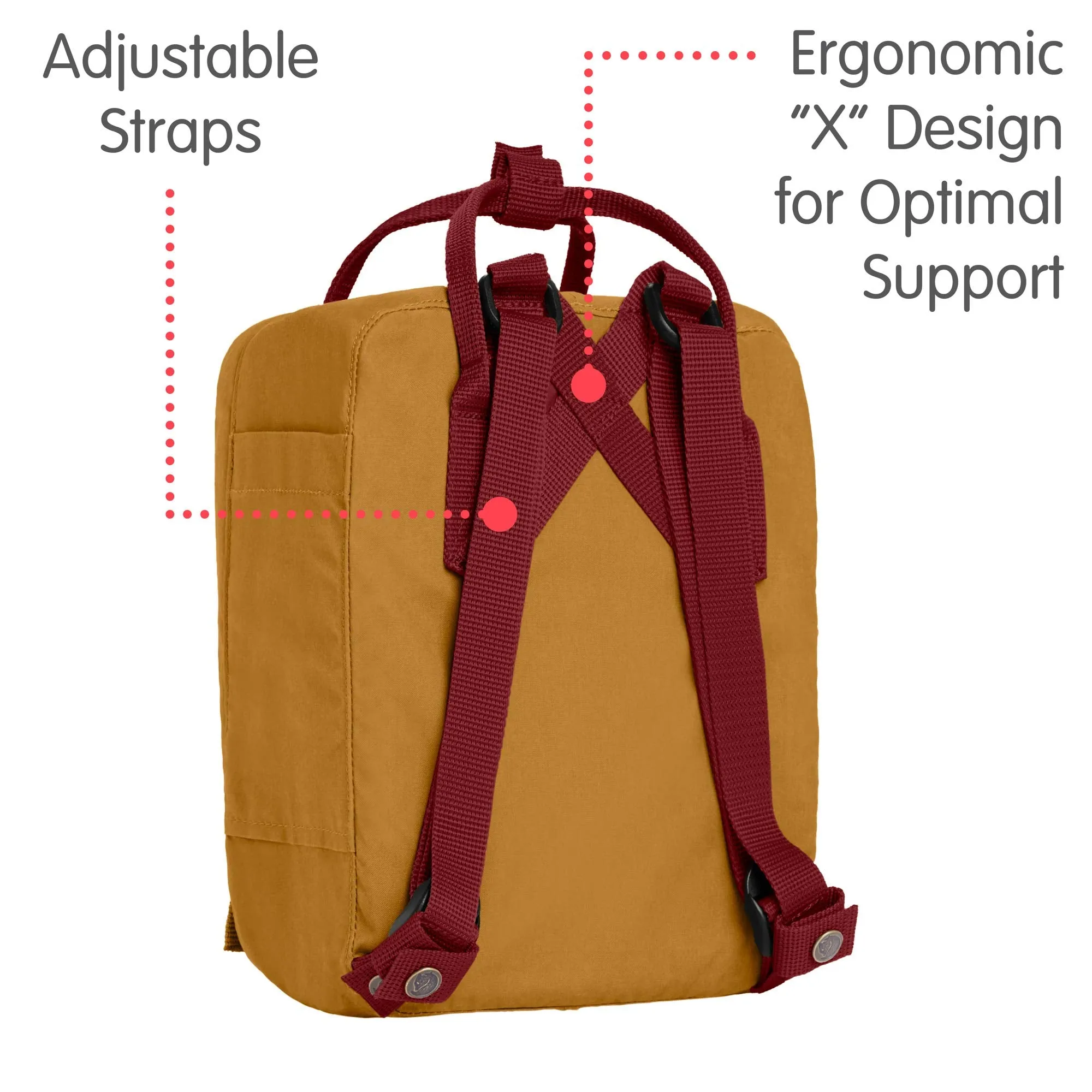 Fjallraven - Kanken Mini Classic Backpack for Everyday, Acorn/Ox Red
