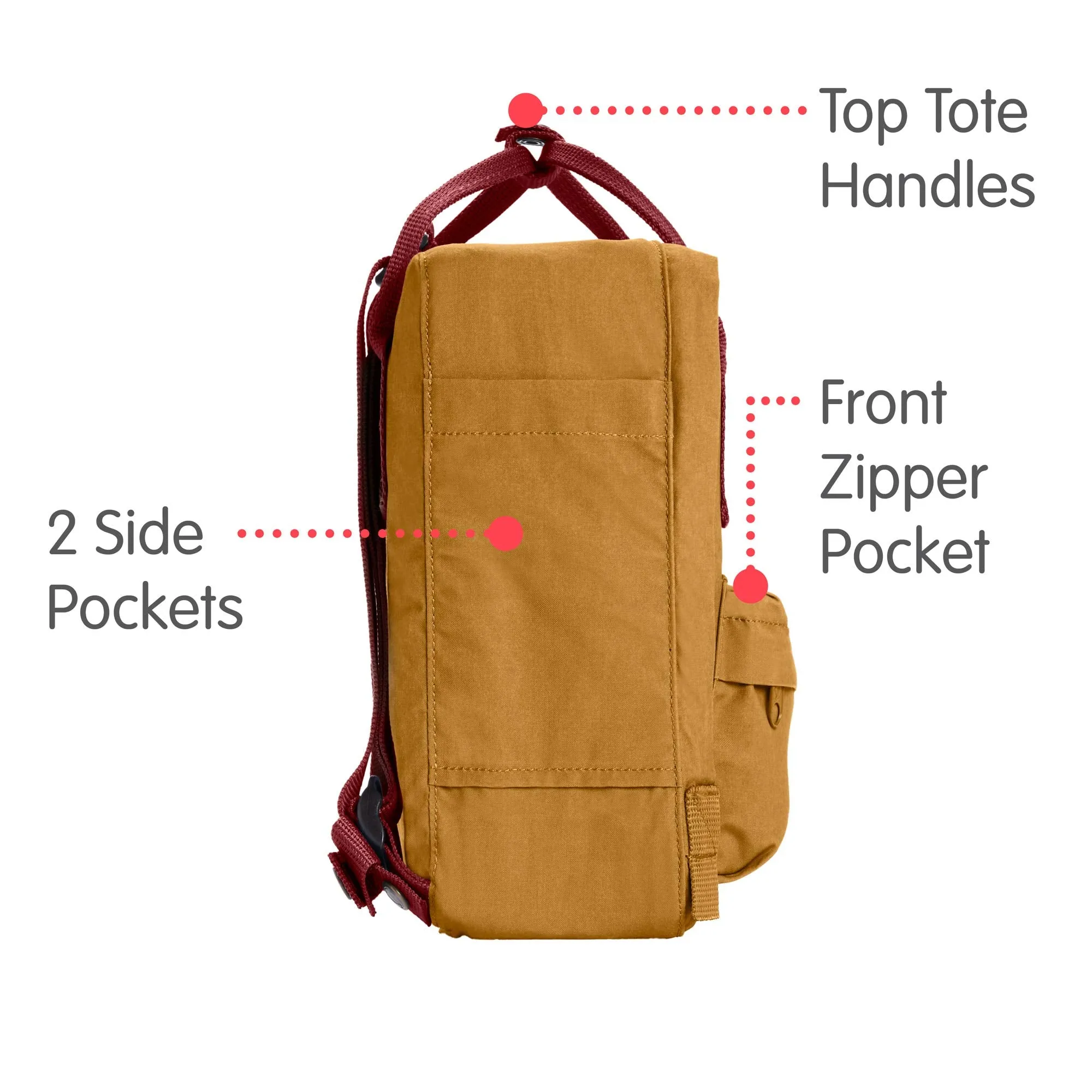 Fjallraven - Kanken Mini Classic Backpack for Everyday, Acorn/Ox Red