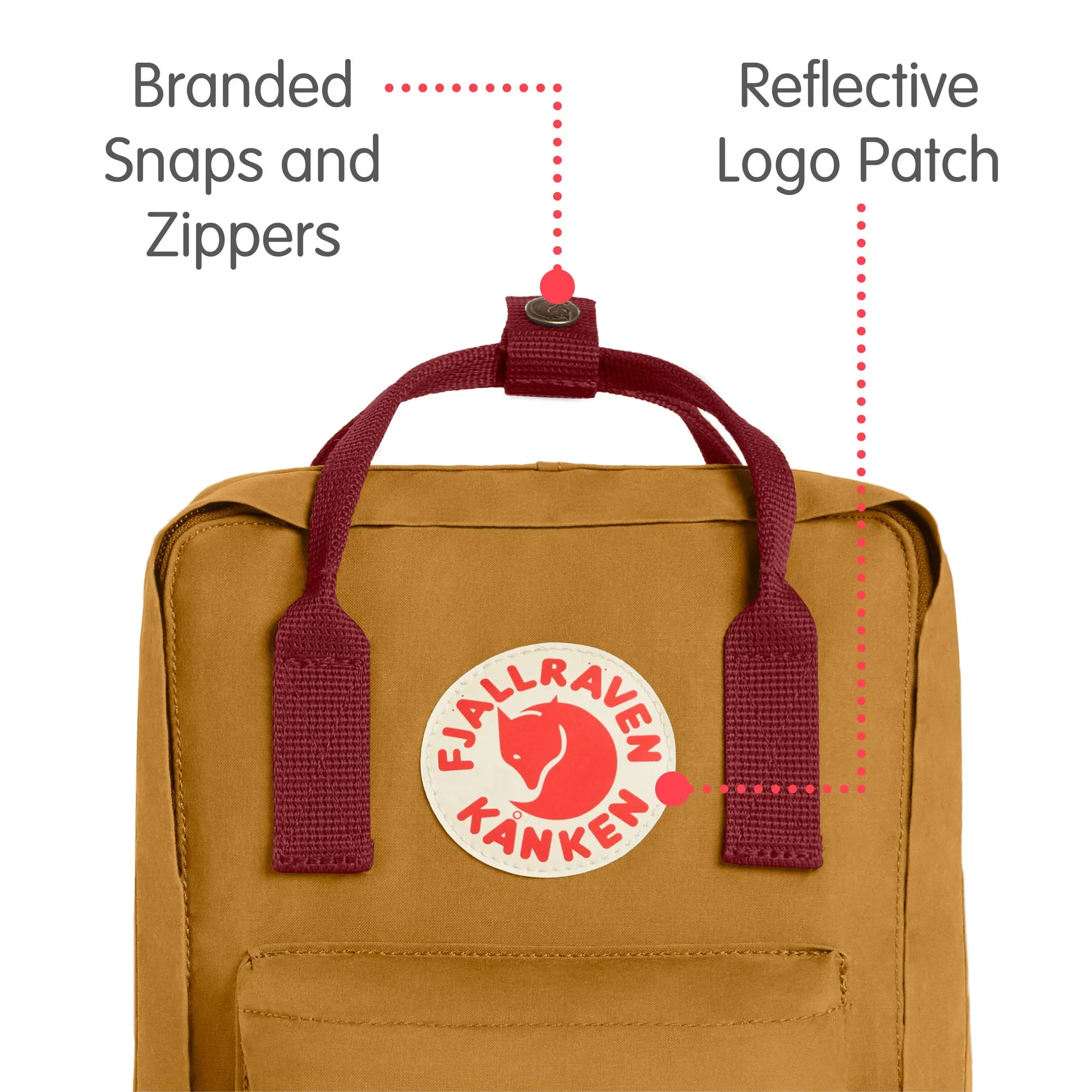 Fjallraven - Kanken Mini Classic Backpack for Everyday, Acorn/Ox Red