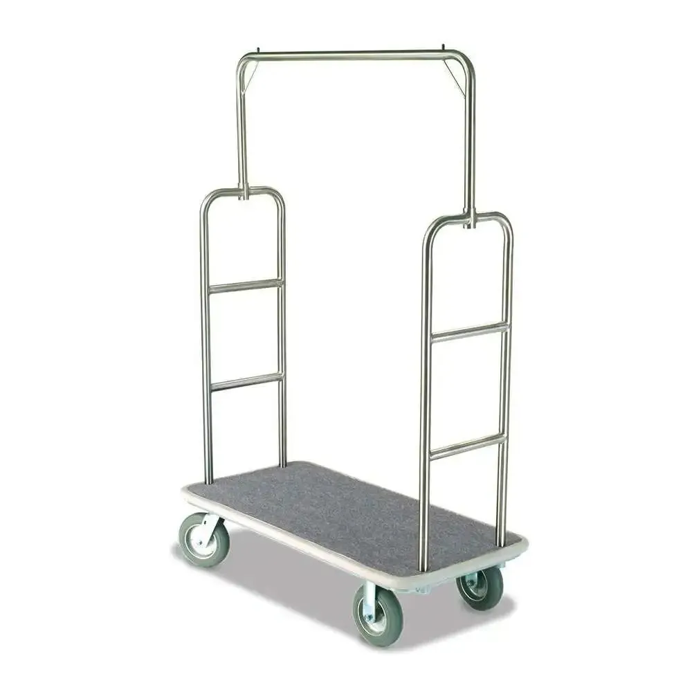 Forbes Industries 2497 48" Economy Luggage Cart Standard with Brushed Stainless Steel Superstructure, Cushion Gray Wheels