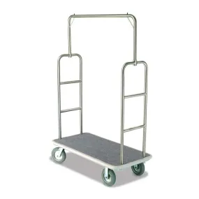 Forbes Industries 2497 48" Economy Luggage Cart Standard with Brushed Stainless Steel Superstructure, Cushion Gray Wheels