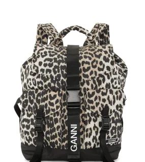 GANNI A4757 Recycled Tech Backpack in Leo