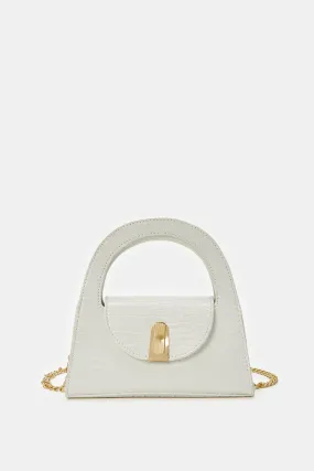 Girls White Textured Cross Body Bag
