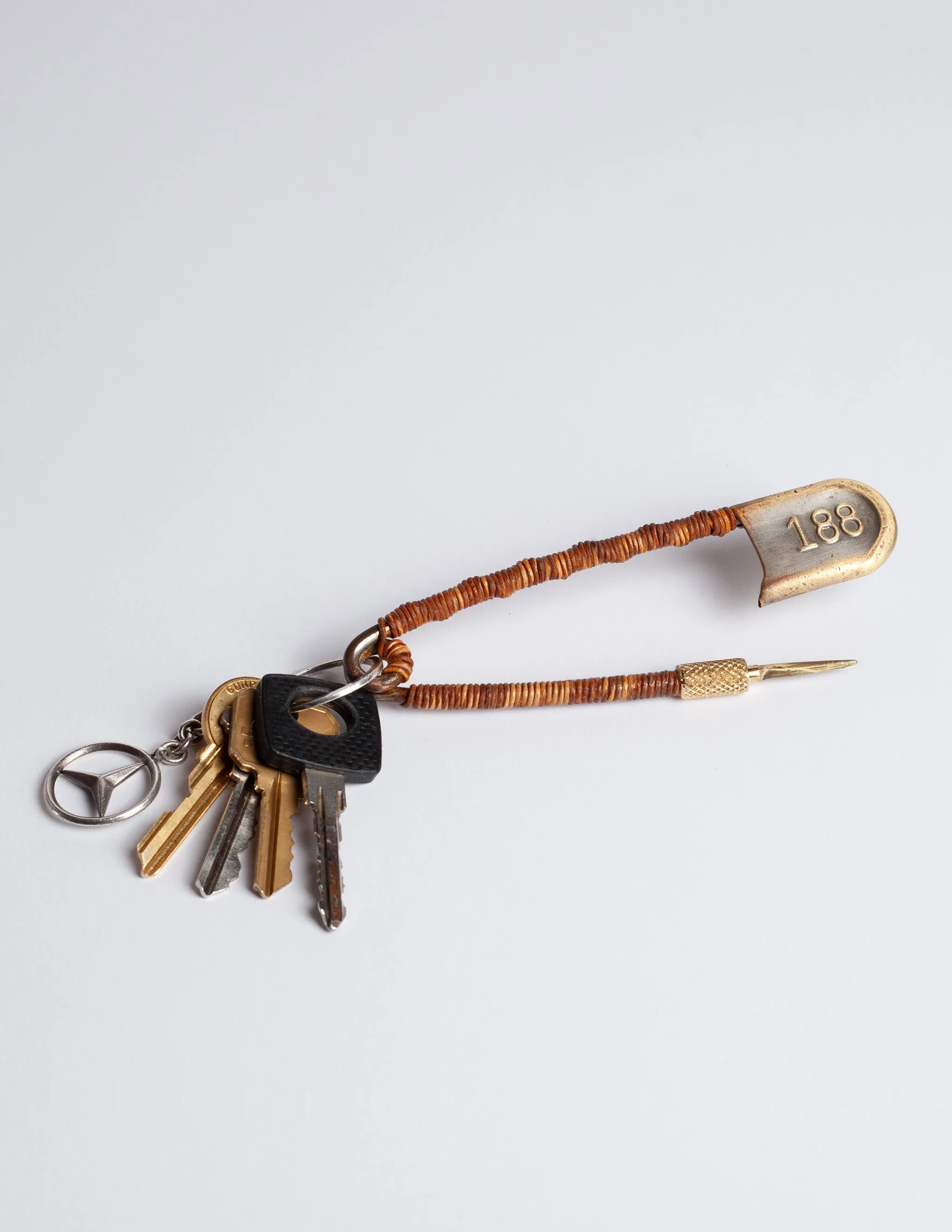 Helio Ascari Leather Wrapped Vintage Military Safety Pin