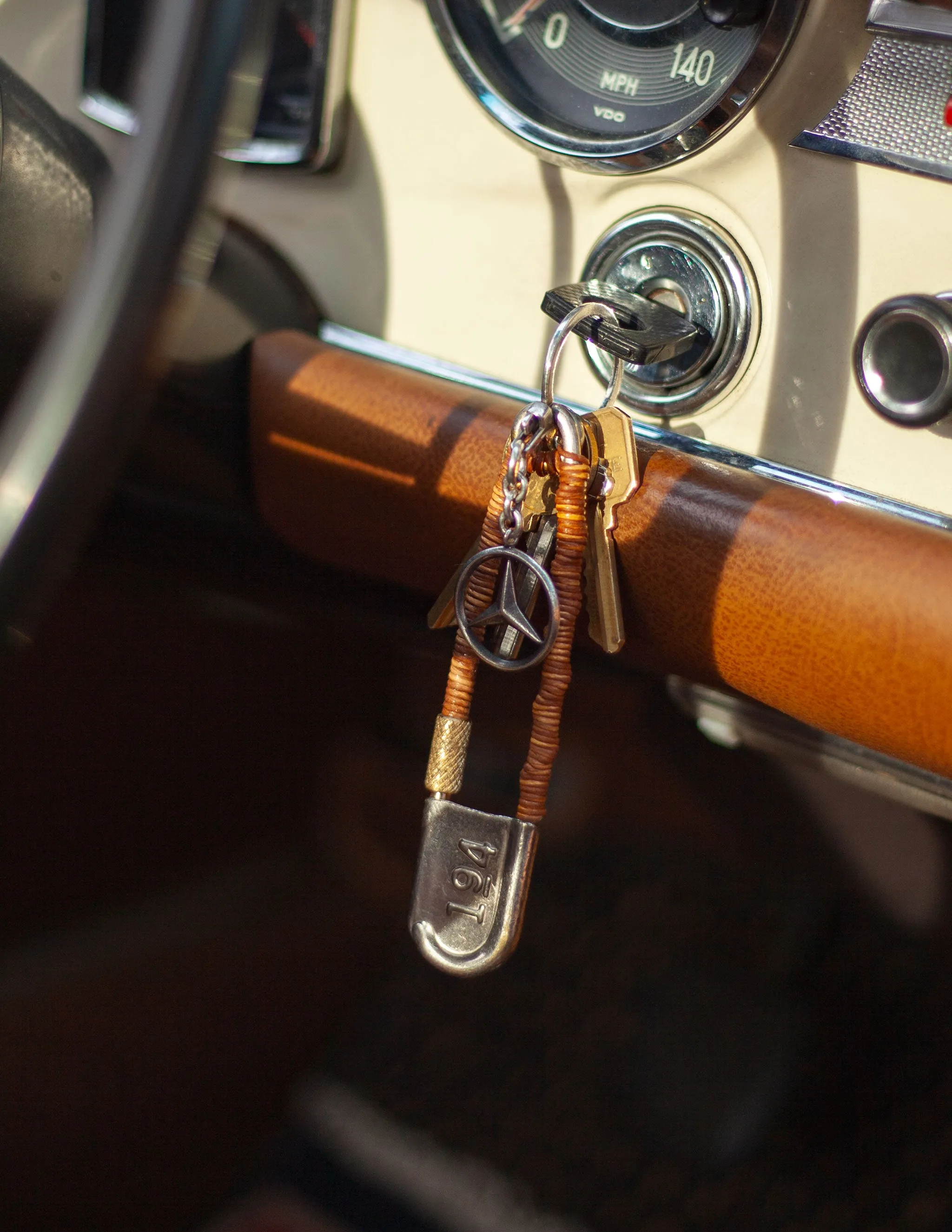 Helio Ascari Leather Wrapped Vintage Military Safety Pin