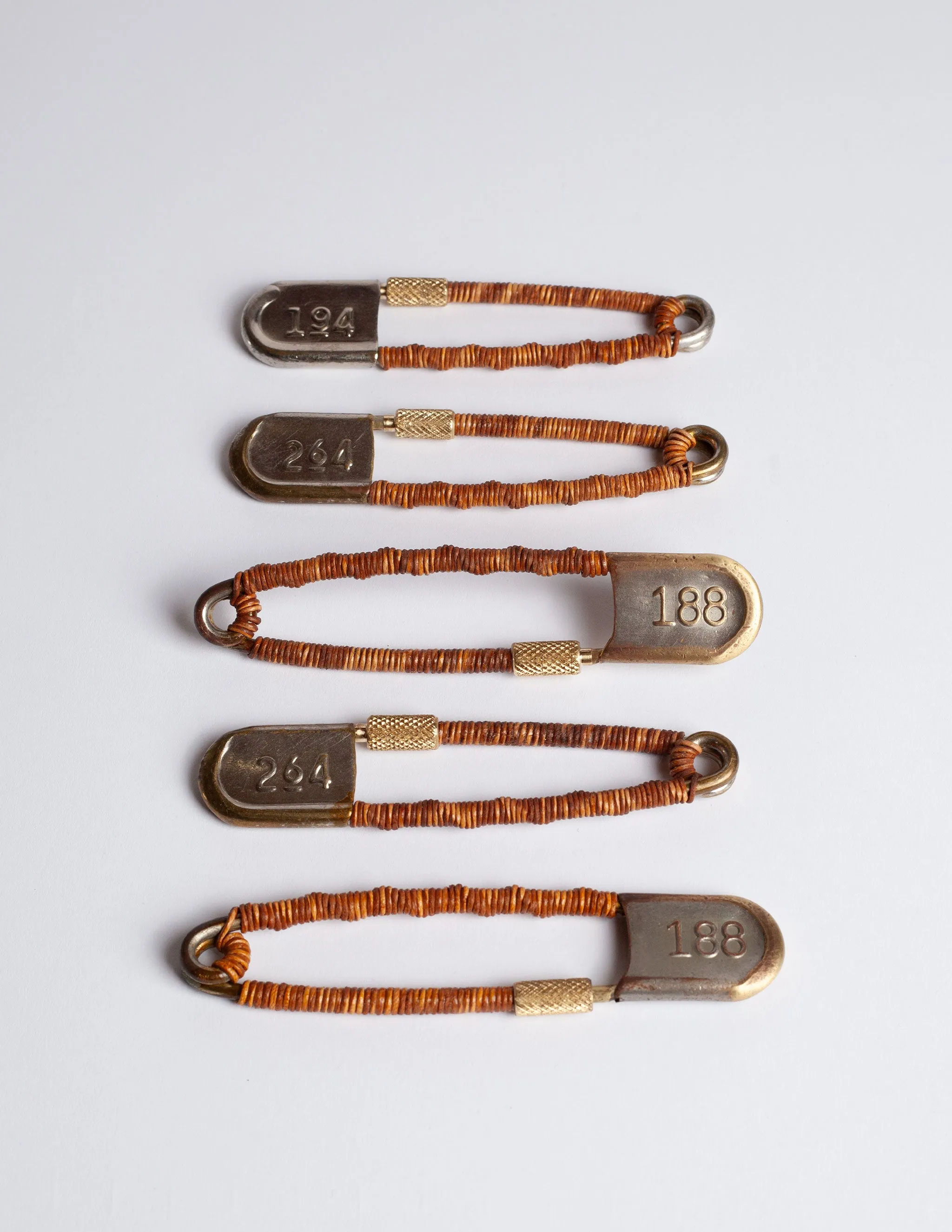 Helio Ascari Leather Wrapped Vintage Military Safety Pin