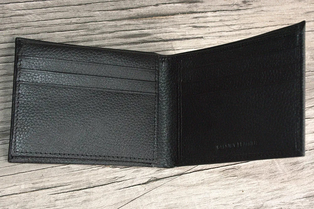 John Deere Mens Pebble Grain Bi Fold Wallet Black W/ Rubber Logo Black