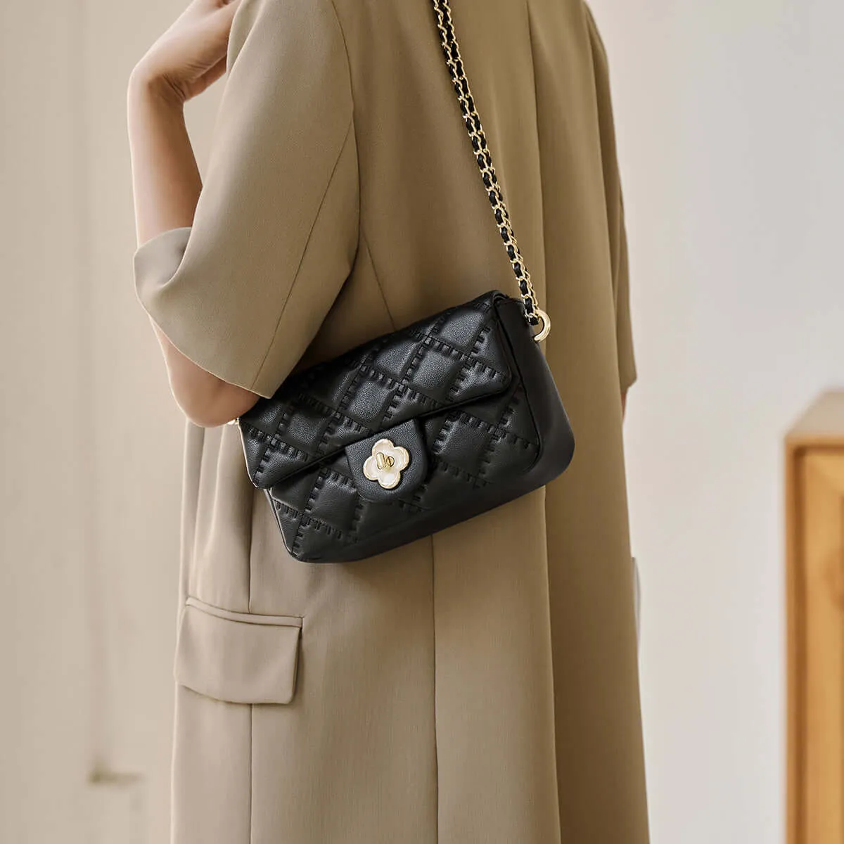 Karina Black Quilted Shoulder Bag