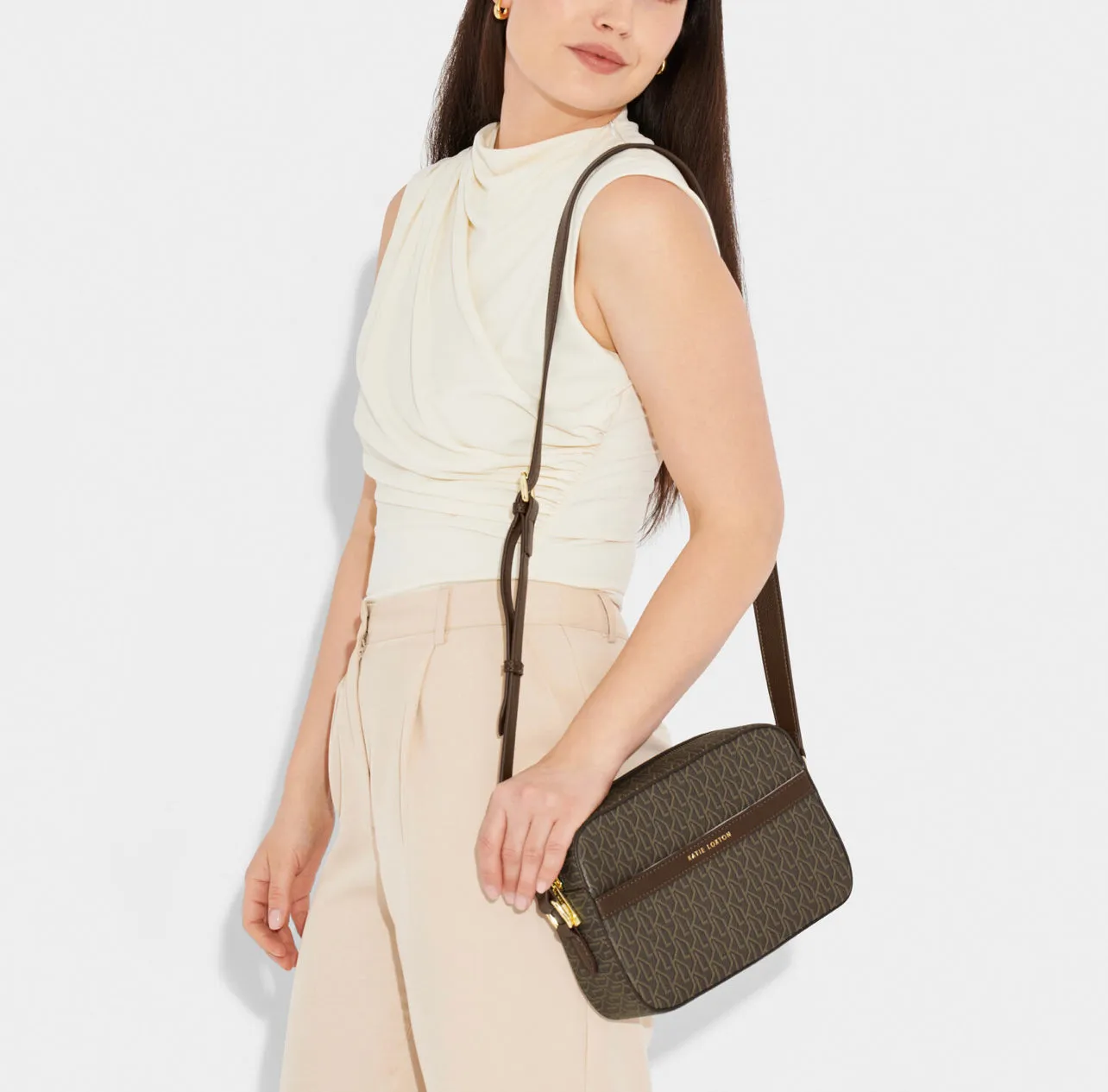 Katie Loxton Signature Crossbody Bag - Chocolate