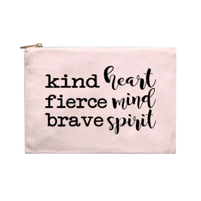 Kind Heart Fierce Mind Brave Spirit Cosmetic Bag - Black