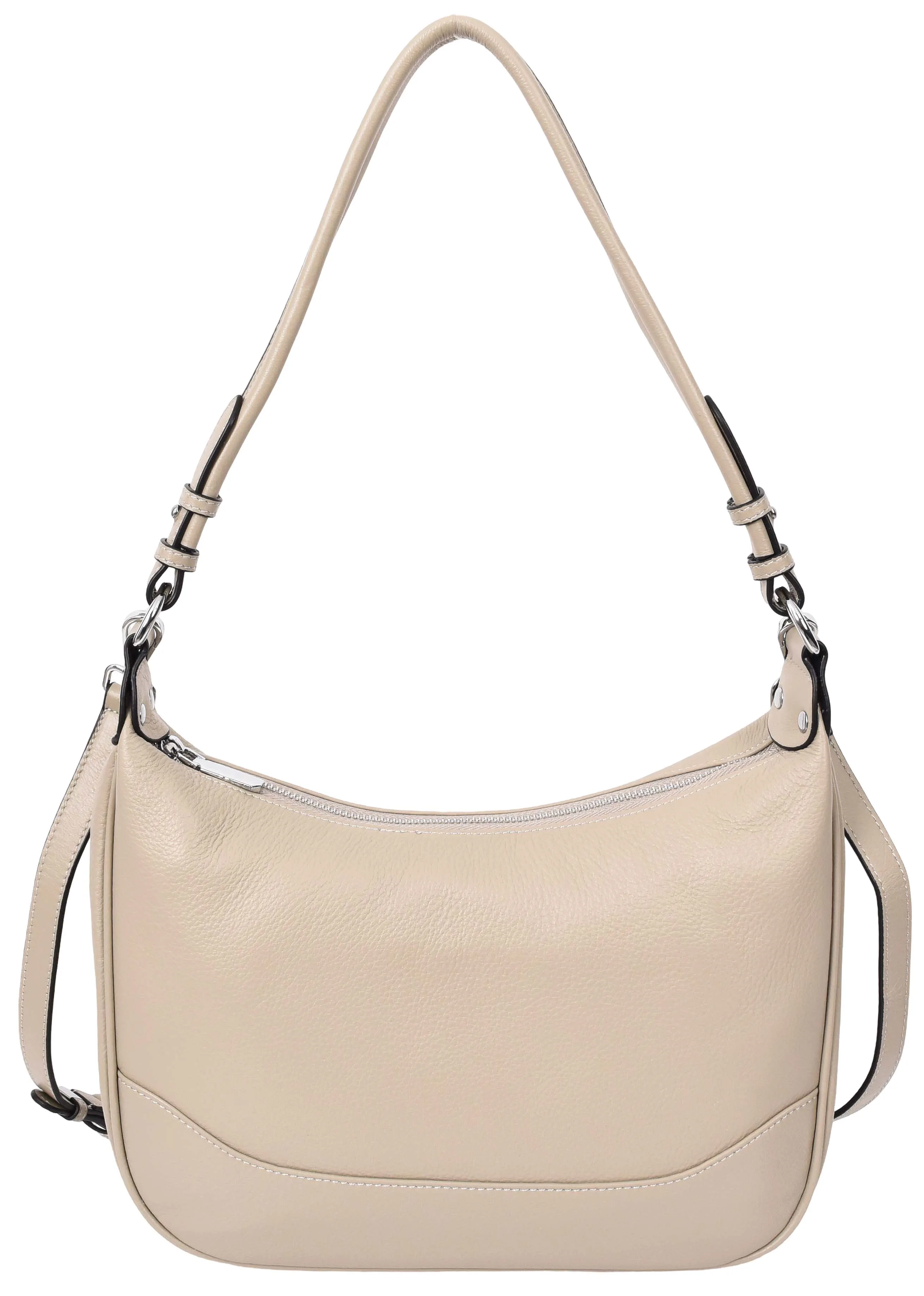 Kitchener Women's Leather  Organiser Hobo Style Shoulder Bag Taupe