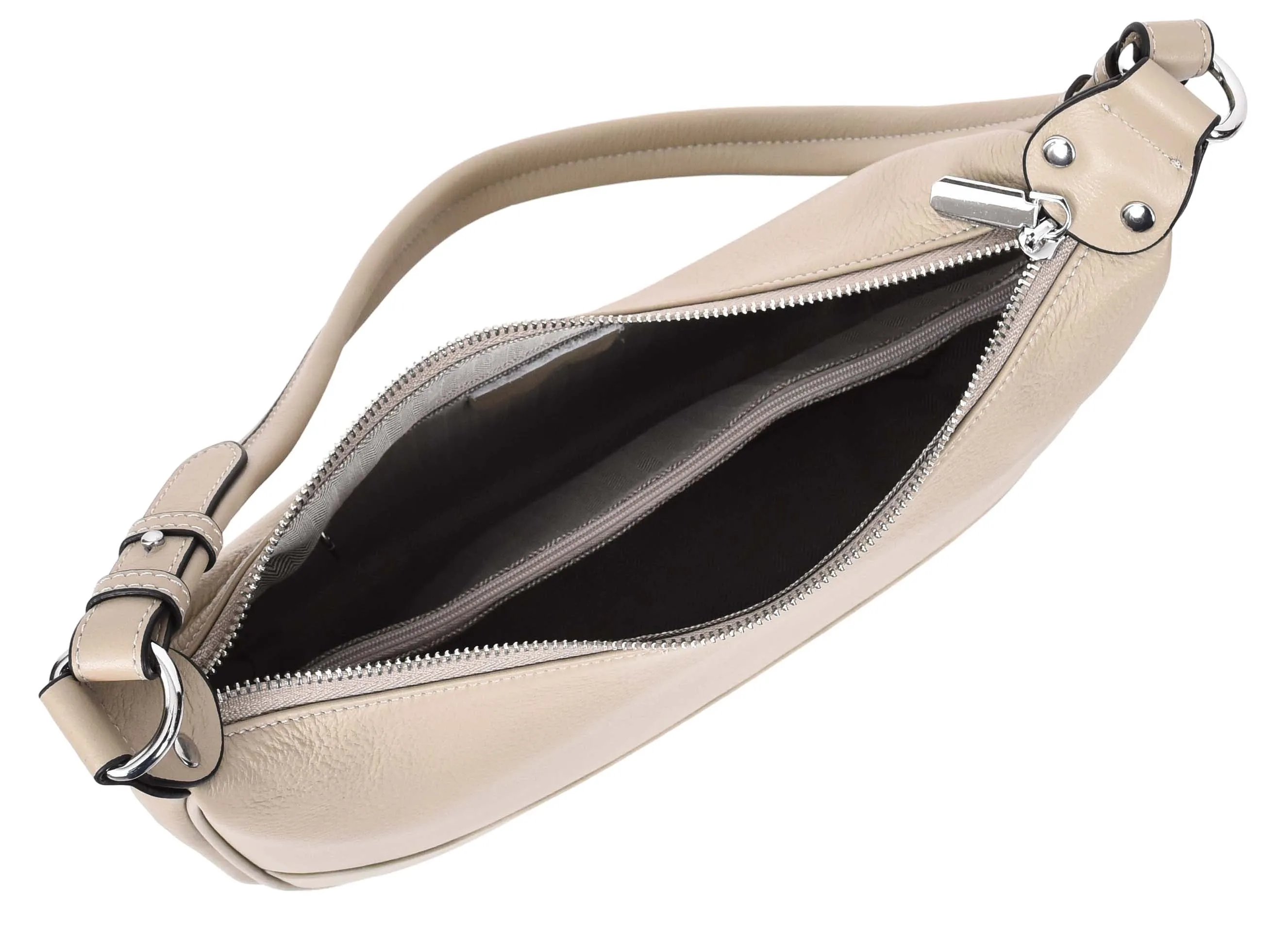 Kitchener Women's Leather  Organiser Hobo Style Shoulder Bag Taupe