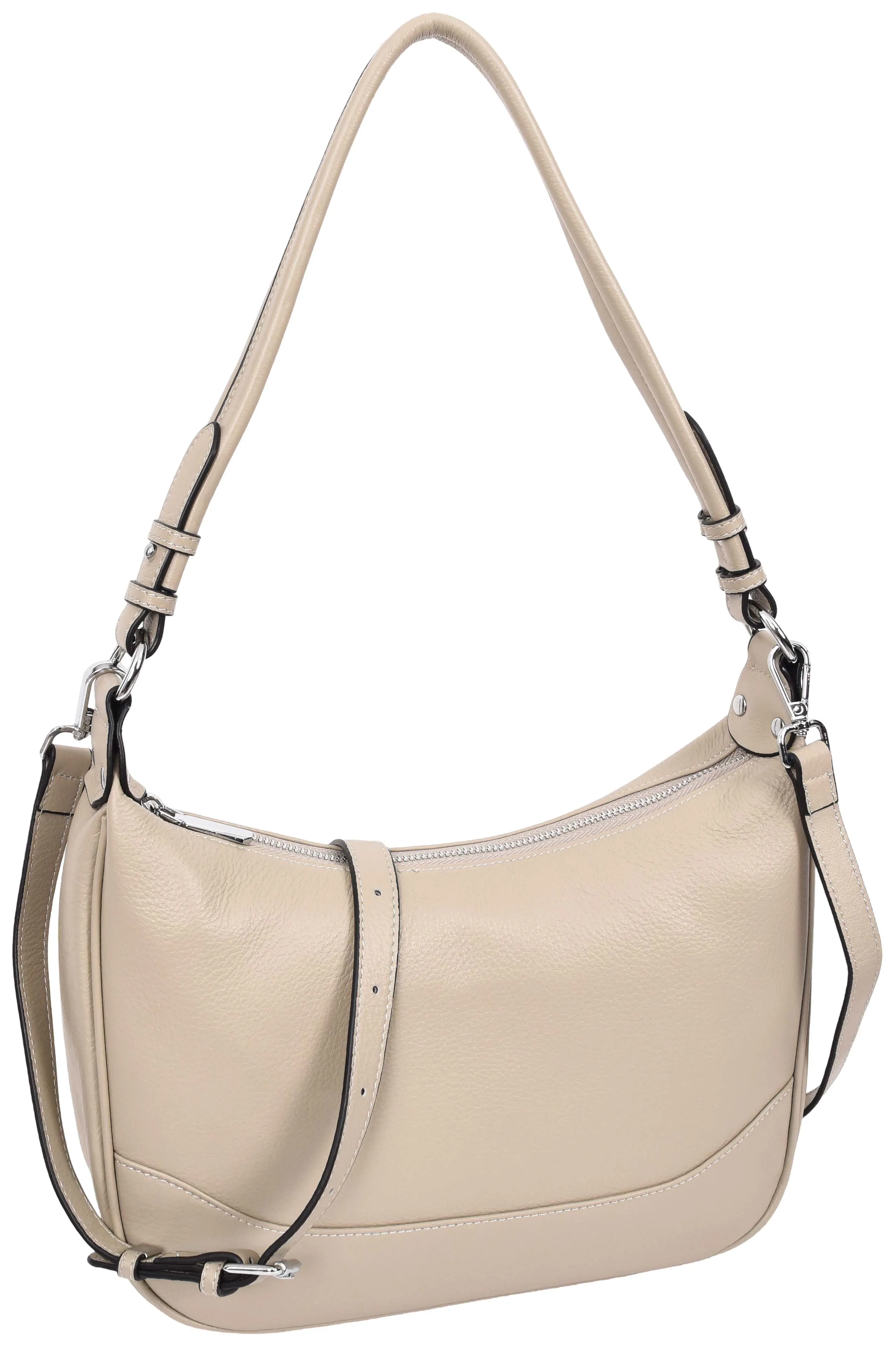 Kitchener Women's Leather  Organiser Hobo Style Shoulder Bag Taupe