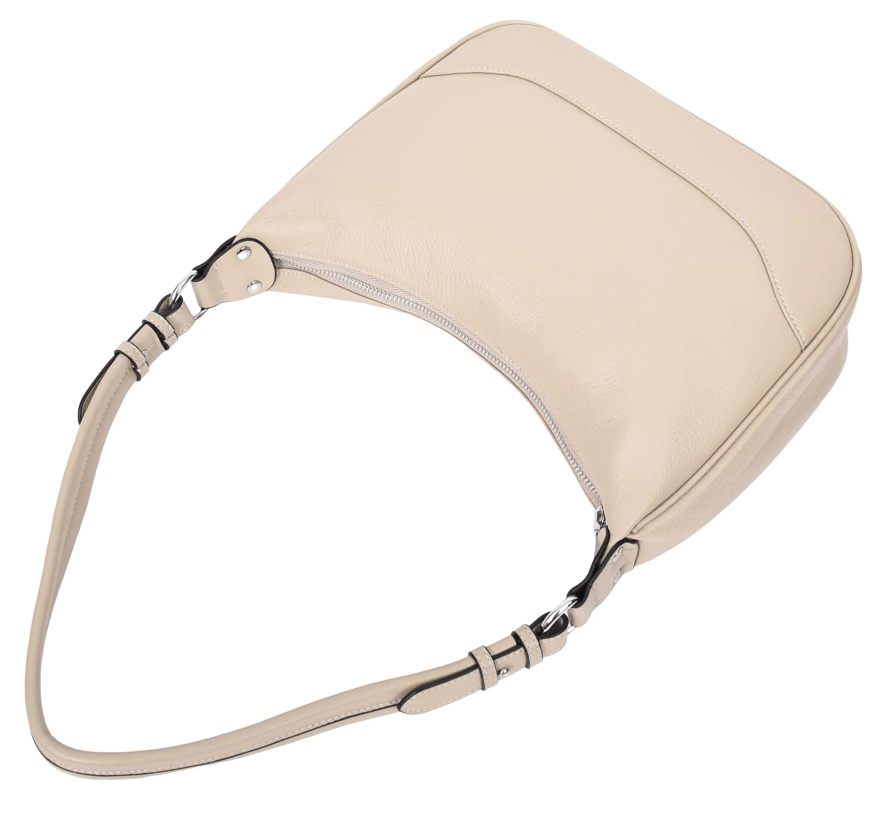 Kitchener Women's Leather  Organiser Hobo Style Shoulder Bag Taupe