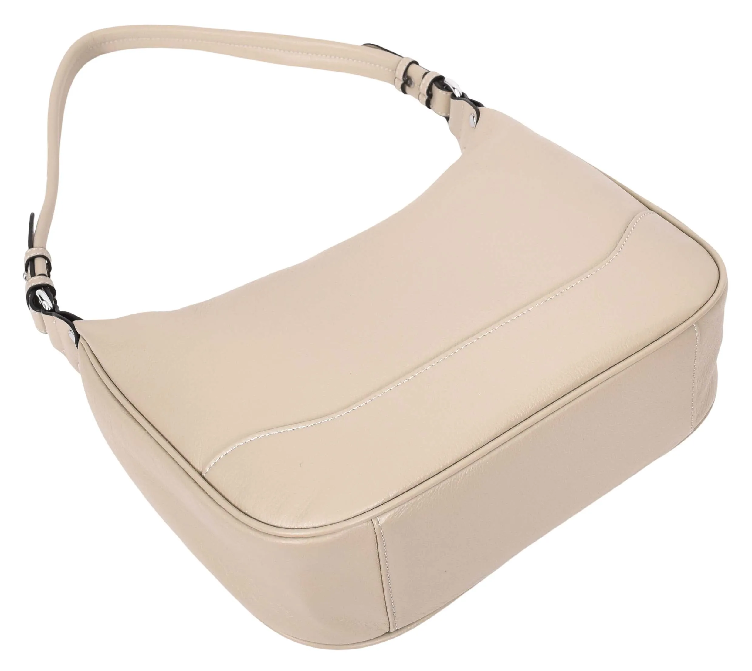 Kitchener Women's Leather  Organiser Hobo Style Shoulder Bag Taupe
