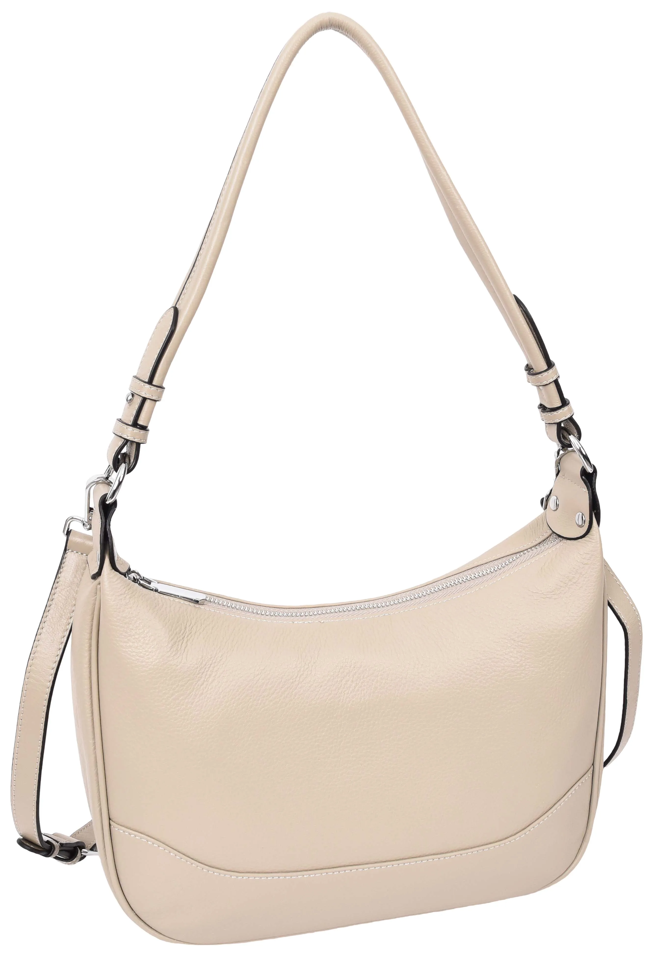 Kitchener Women's Leather  Organiser Hobo Style Shoulder Bag Taupe