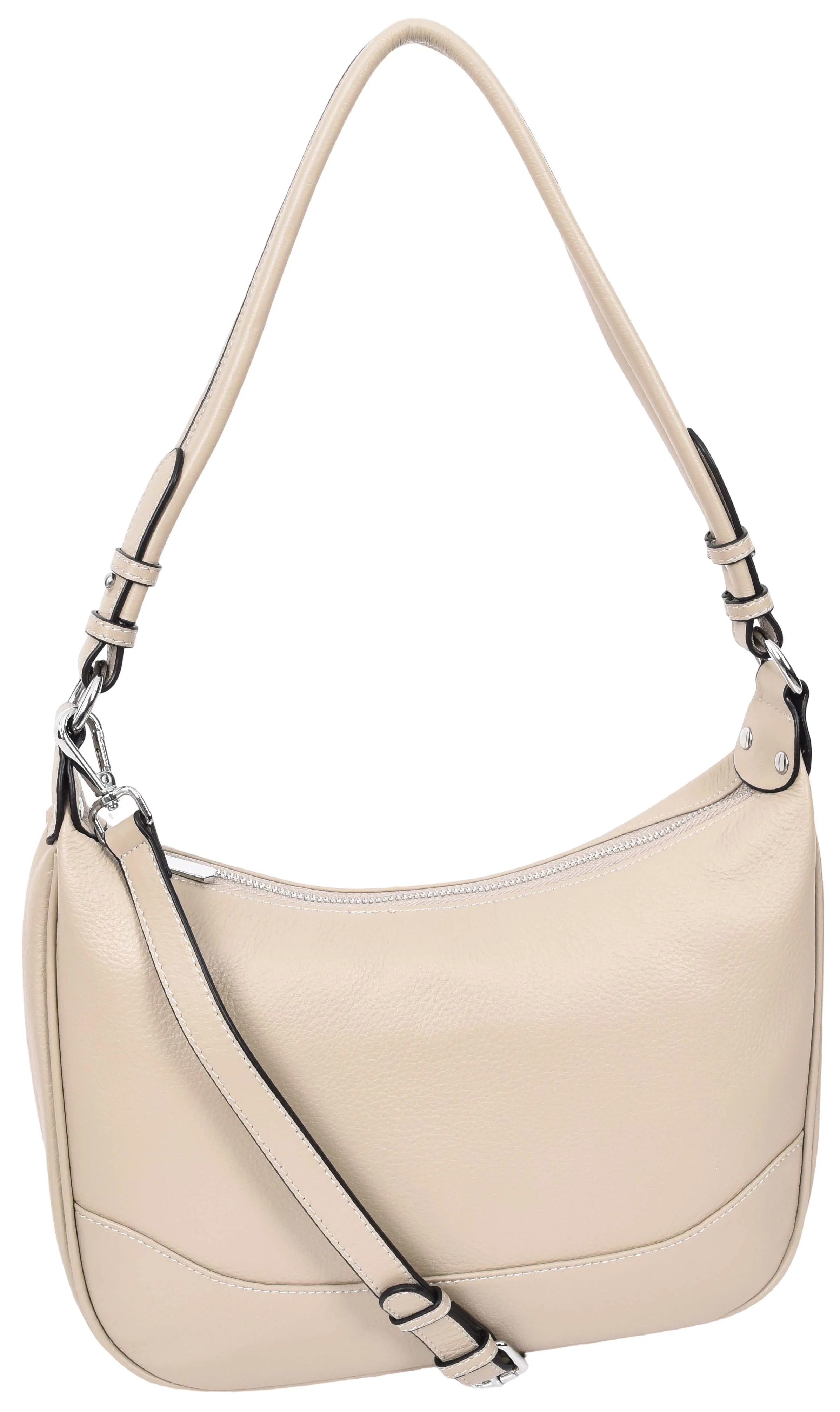 Kitchener Women's Leather  Organiser Hobo Style Shoulder Bag Taupe