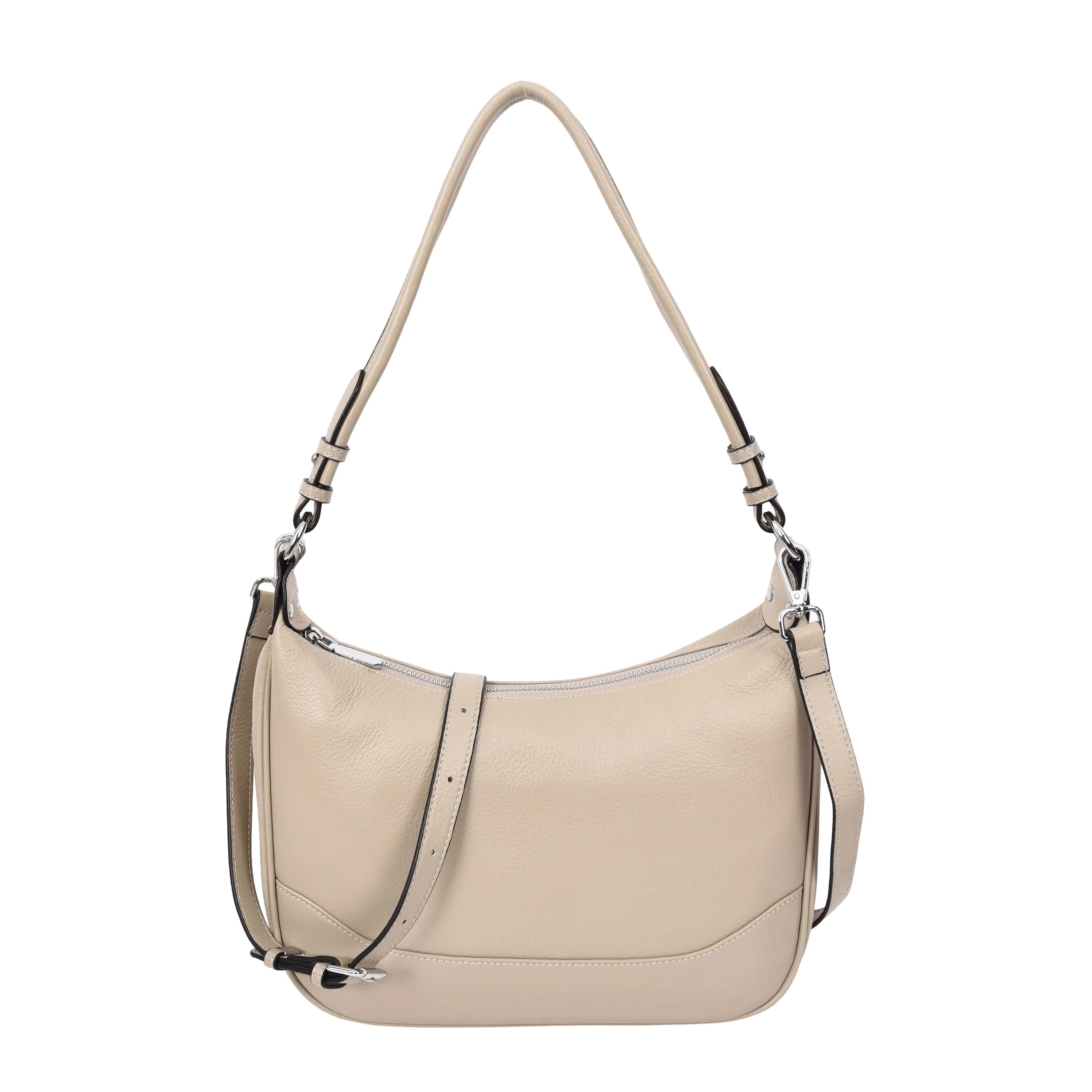 Kitchener Women's Leather  Organiser Hobo Style Shoulder Bag Taupe