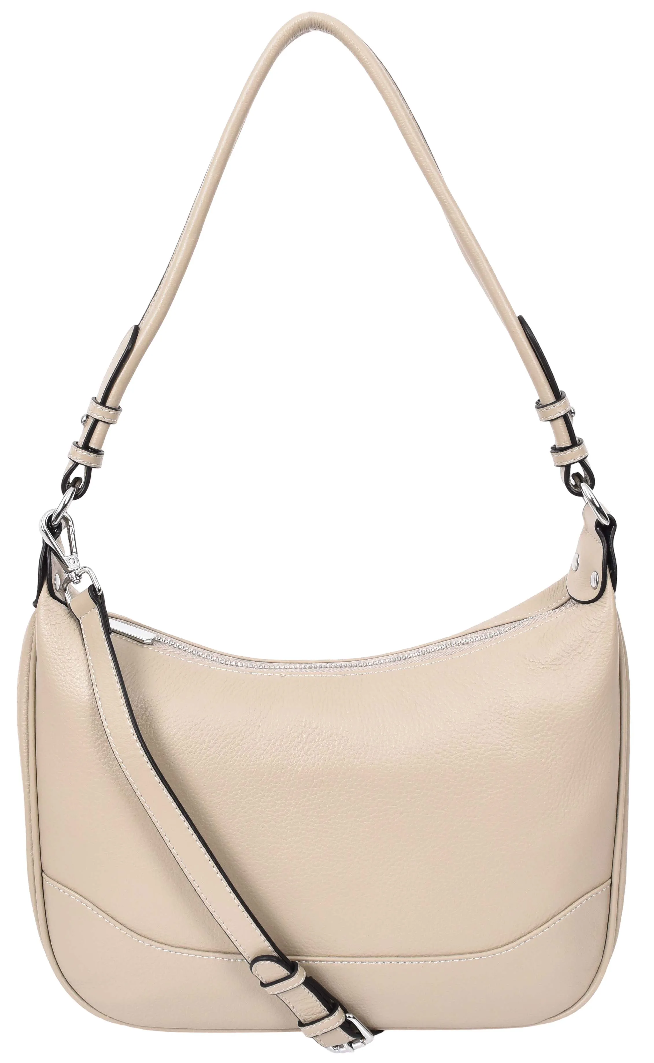 Kitchener Women's Leather  Organiser Hobo Style Shoulder Bag Taupe